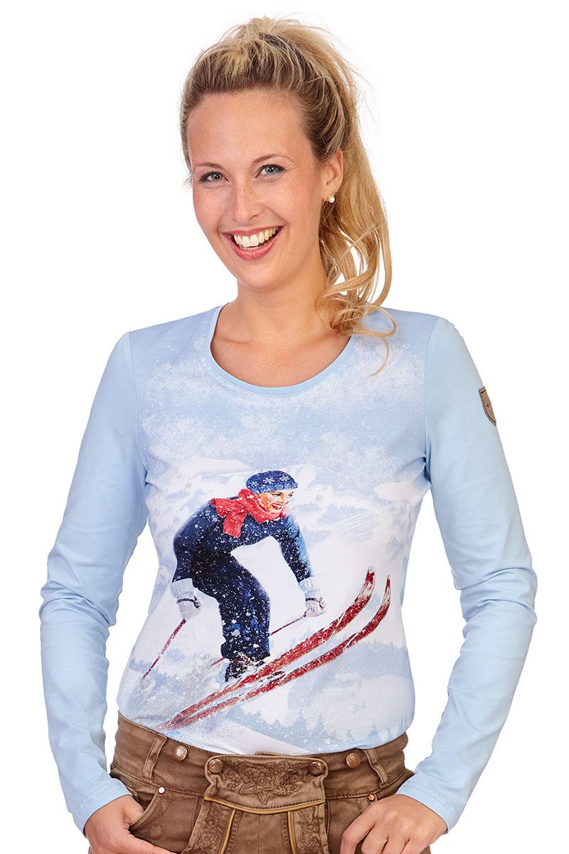 Almgwand Trachtenshirt Longsleeve Damen - GRILLHOFALM - hellblau
