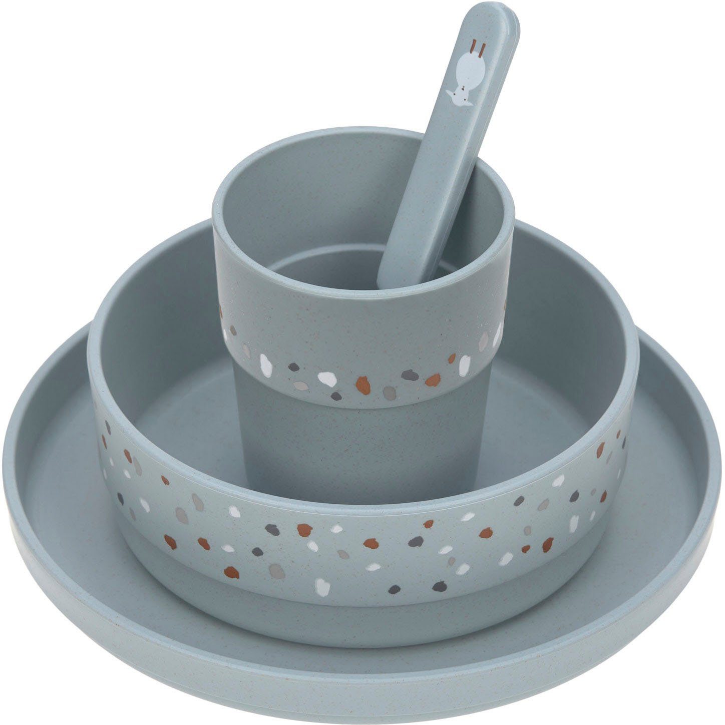 LÄSSIG Kindergeschirr-Set Tiny Farmer, Sheep/Goose Blue (4-tlg), 1 Personen, Polypropylen, Zellulose