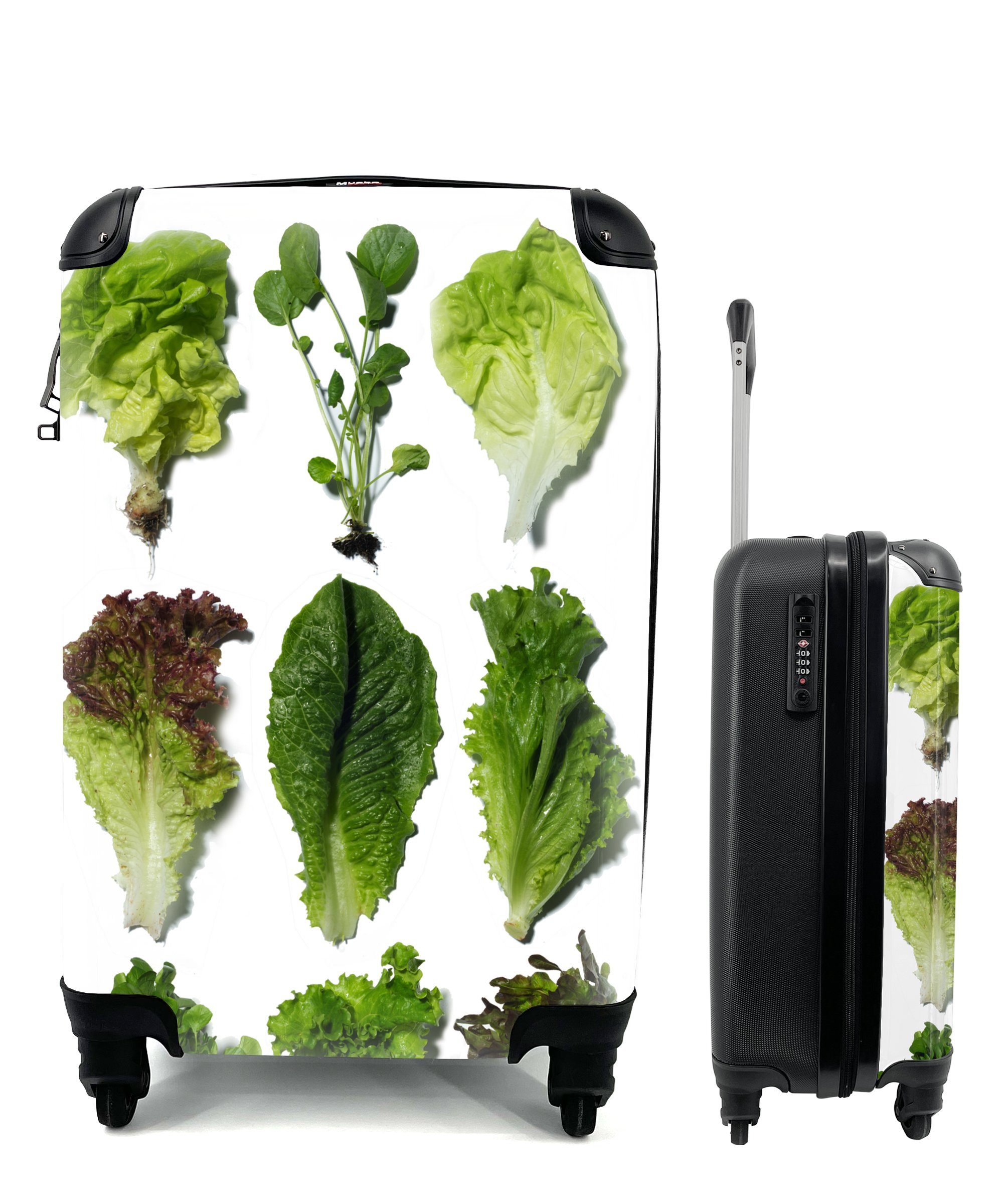 MuchoWow Handgepäckkoffer Neun verschiedene Arten von Salat, 4 Rollen, Reisetasche mit rollen, Handgepäck für Ferien, Trolley, Reisekoffer