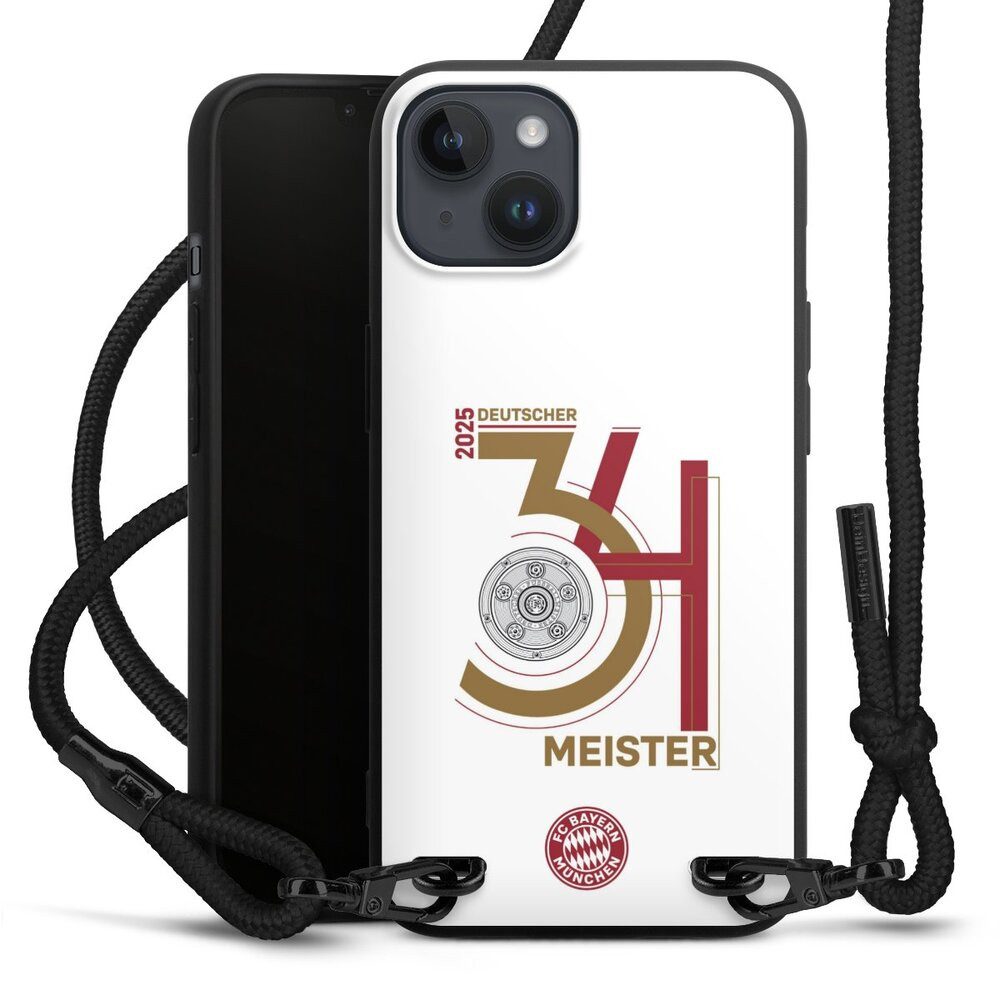 DeinDesign Handyhülle FC Bayern München Meister Offizielles Lizenzprodukt, Apple iPhone 14 Plus Premium Handykette Hülle mit Band Cover mit Kette