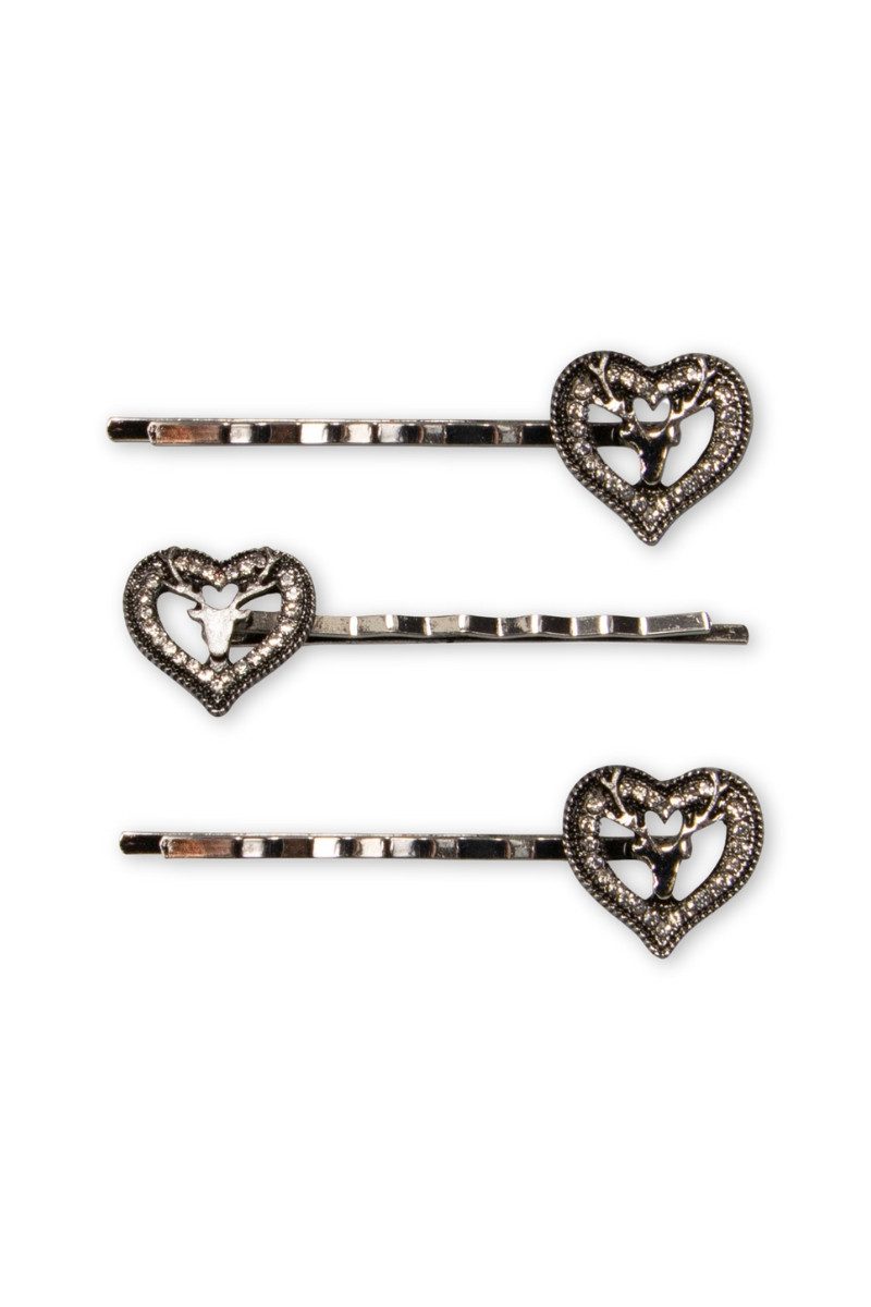 Alpenflüstern Schmuckset Haarklammern - STRASSHERZ-HIRSCH - silber antik