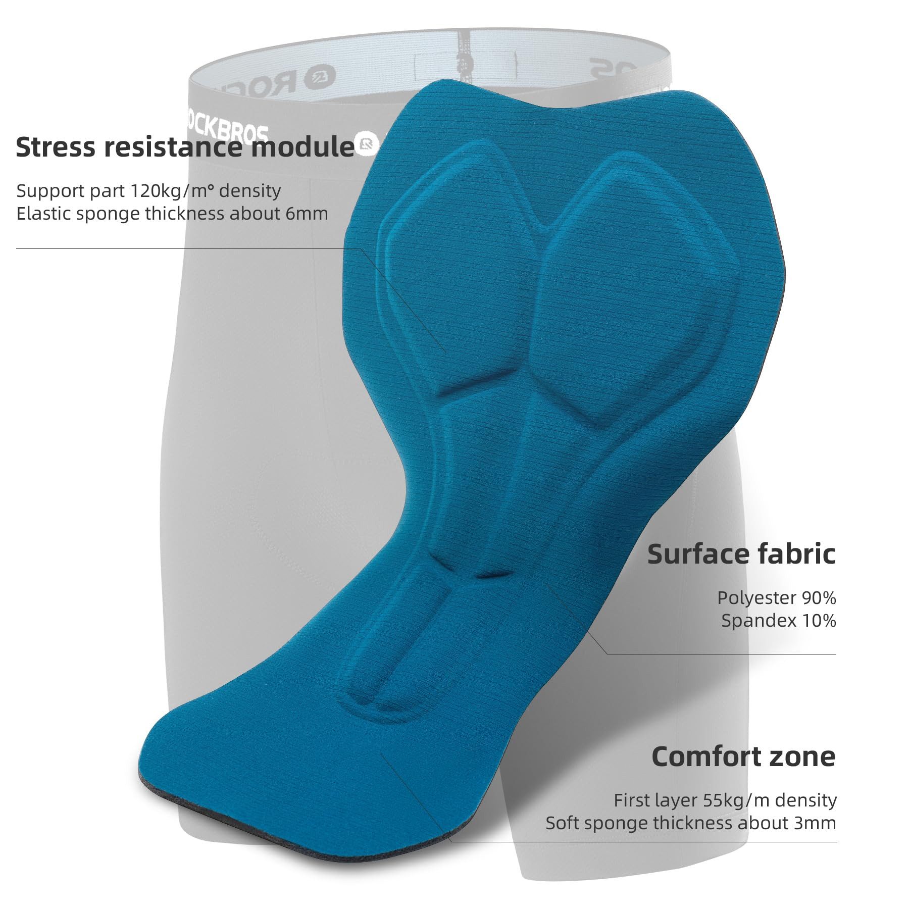 ROCKBROS Fahrradhose Doppellagig Abnehmbar Sporthose (Atmungsaktive MTB Rennrad) Gepolsterte Fahrrad Hosen Herren