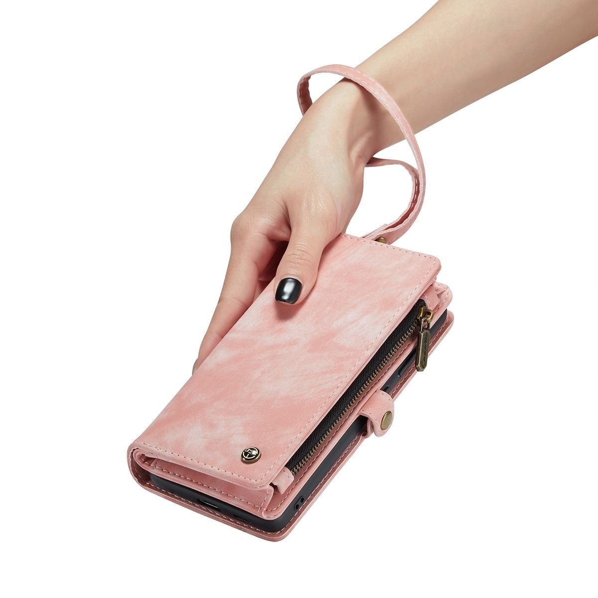 Wigento Handyhülle Für Samsung Galaxy S23 Multifunktion Teilbare Handy Tasche Geldbörse Hülle Etuis Pink – Bild 5 von 5