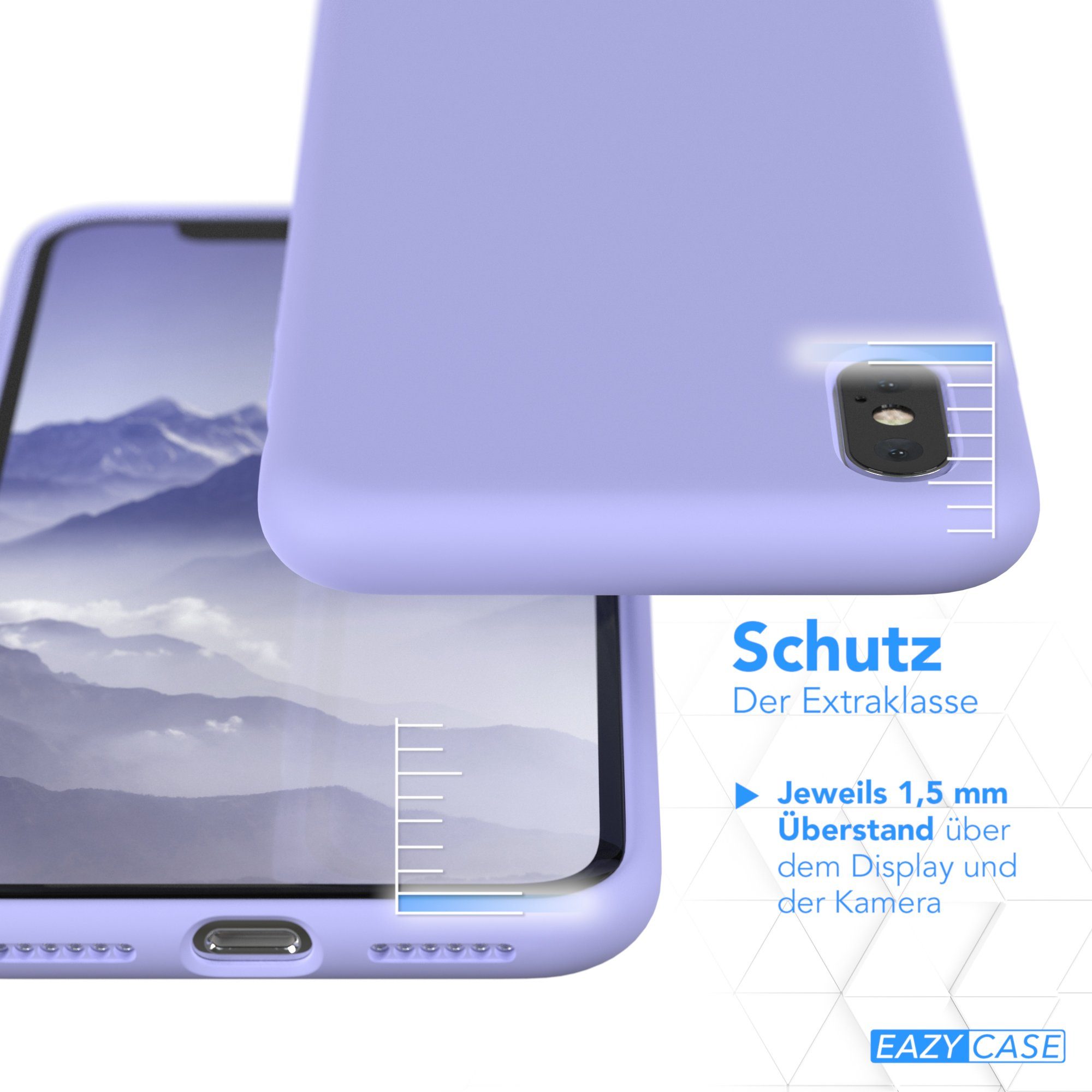 EAZY CASE Handyhülle Premium Silikon Case für iPhone X / iPhone XS 5,8 Zoll, Handytasche aus Silikon Slimcover stoßfest Violett / Lila Lavendel