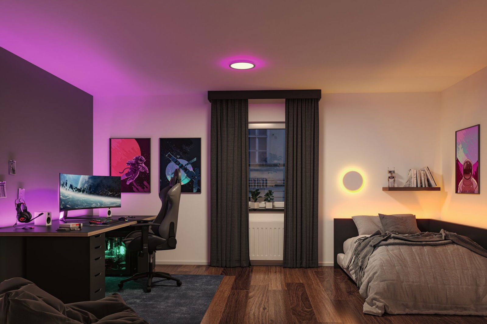 Paulmann LED Panel Atria Shine 3000K IP20 rund RGB+ dimmbar, LED fest integriert, Tageslichtweiß, Farbwechsler, Farbsteuerung