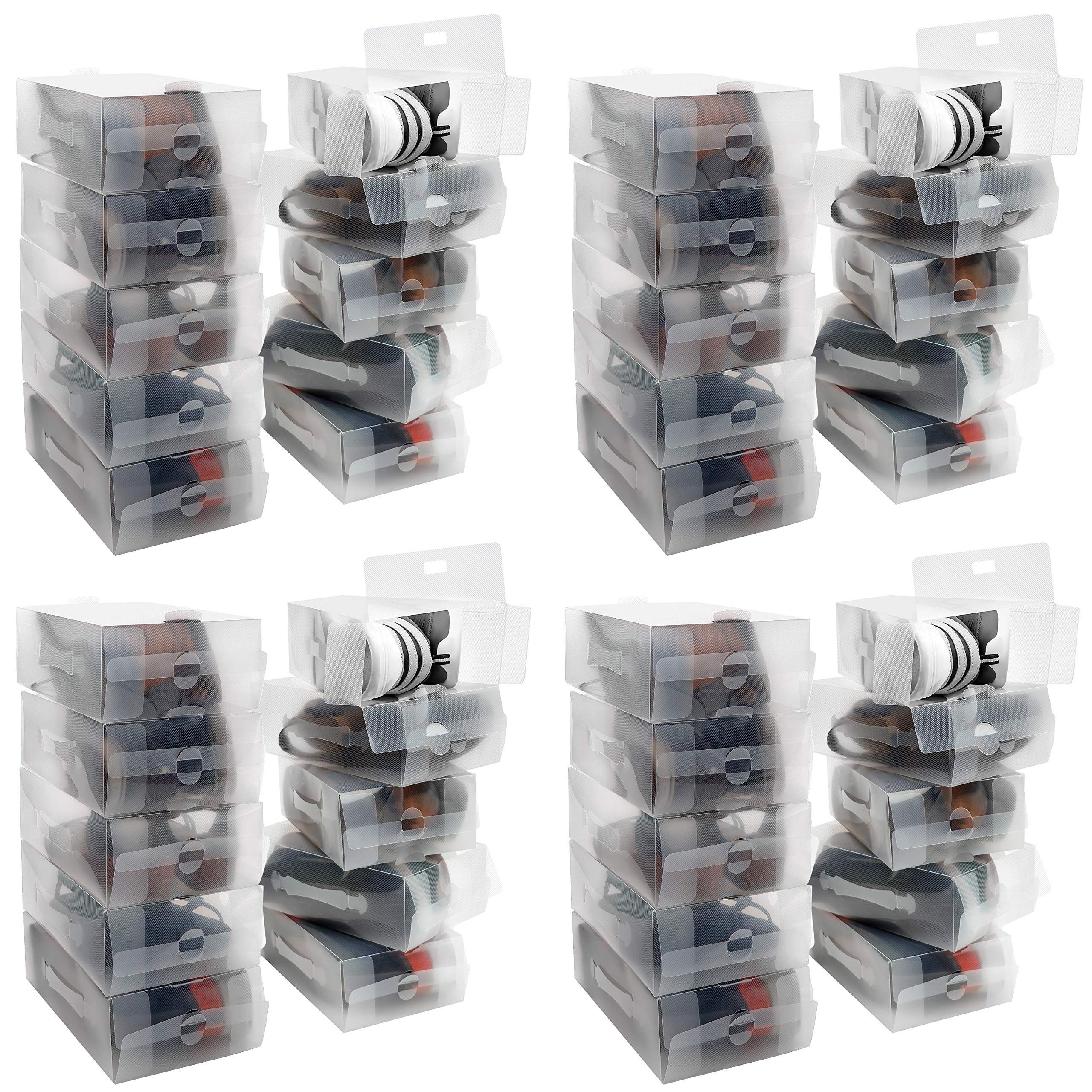 Kurtzy Organizer Klar Kunststoff Schuhkästen (40 Stück) - Platzsparend,  Transparente Plastikschuhboxen (40 Stk) - Platzsparende Aufbewahrung