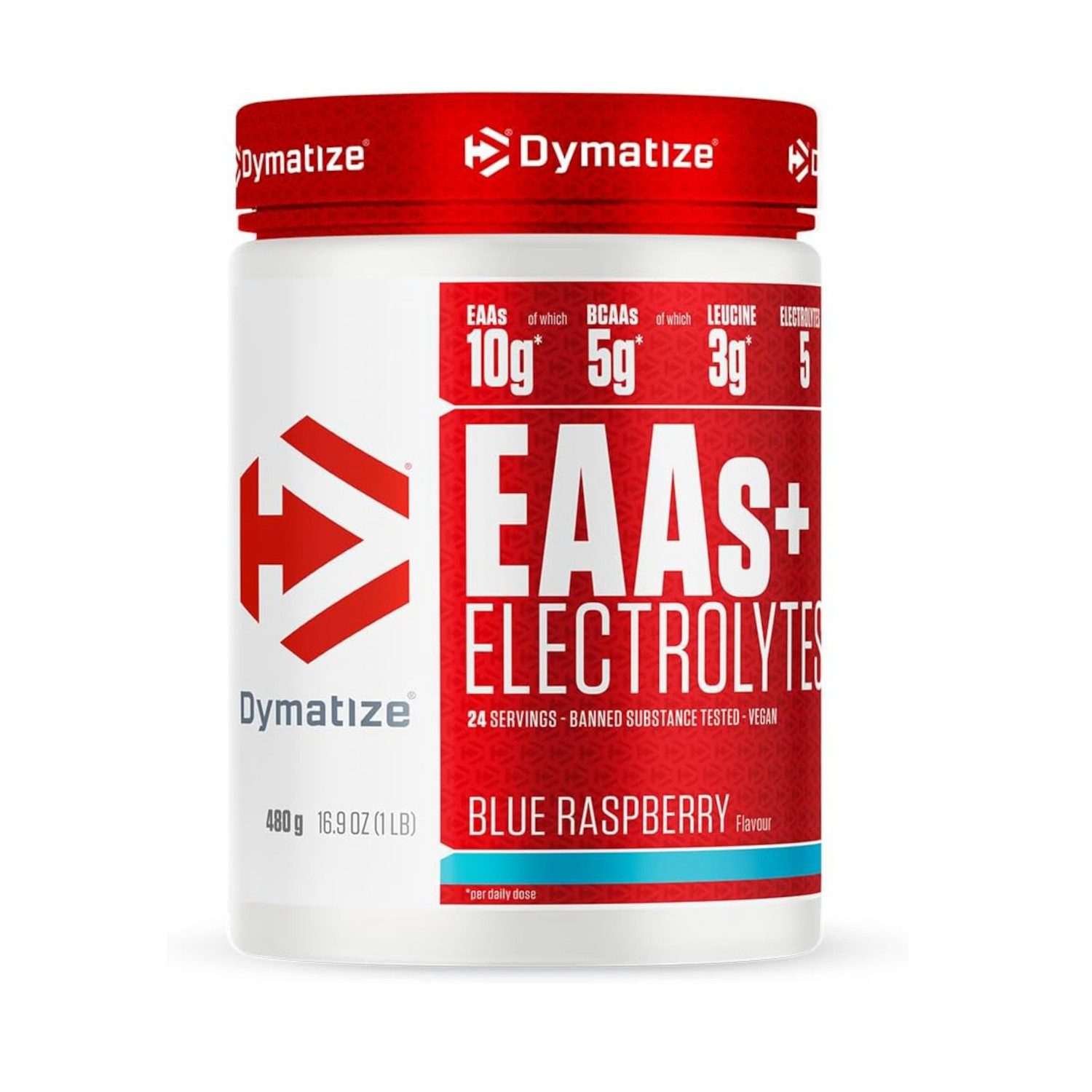 Dymatize EAAs + Electrolytes Blue Raspberry 480g 24 Portionen Pulver, 1 er 480 g, Kraft & Muskelaufbau, Gewichtszunahme