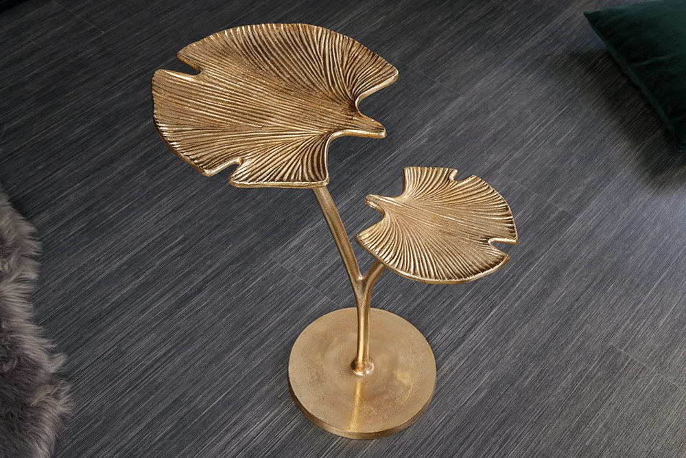 riess-ambiente Beistelltisch GINKGO LEAFS 50cm gold (Einzelartikel, 1-St), Wohnzimmer · Metall · Handarbeit · Boho