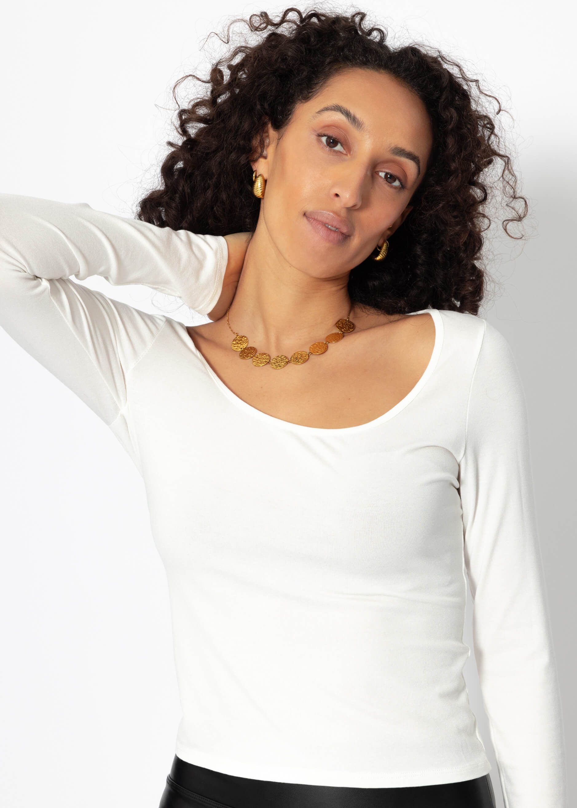 SASSYCLASSY Langarmshirt Langarmshirt Damen mit Ausschnitt günstig online kaufen