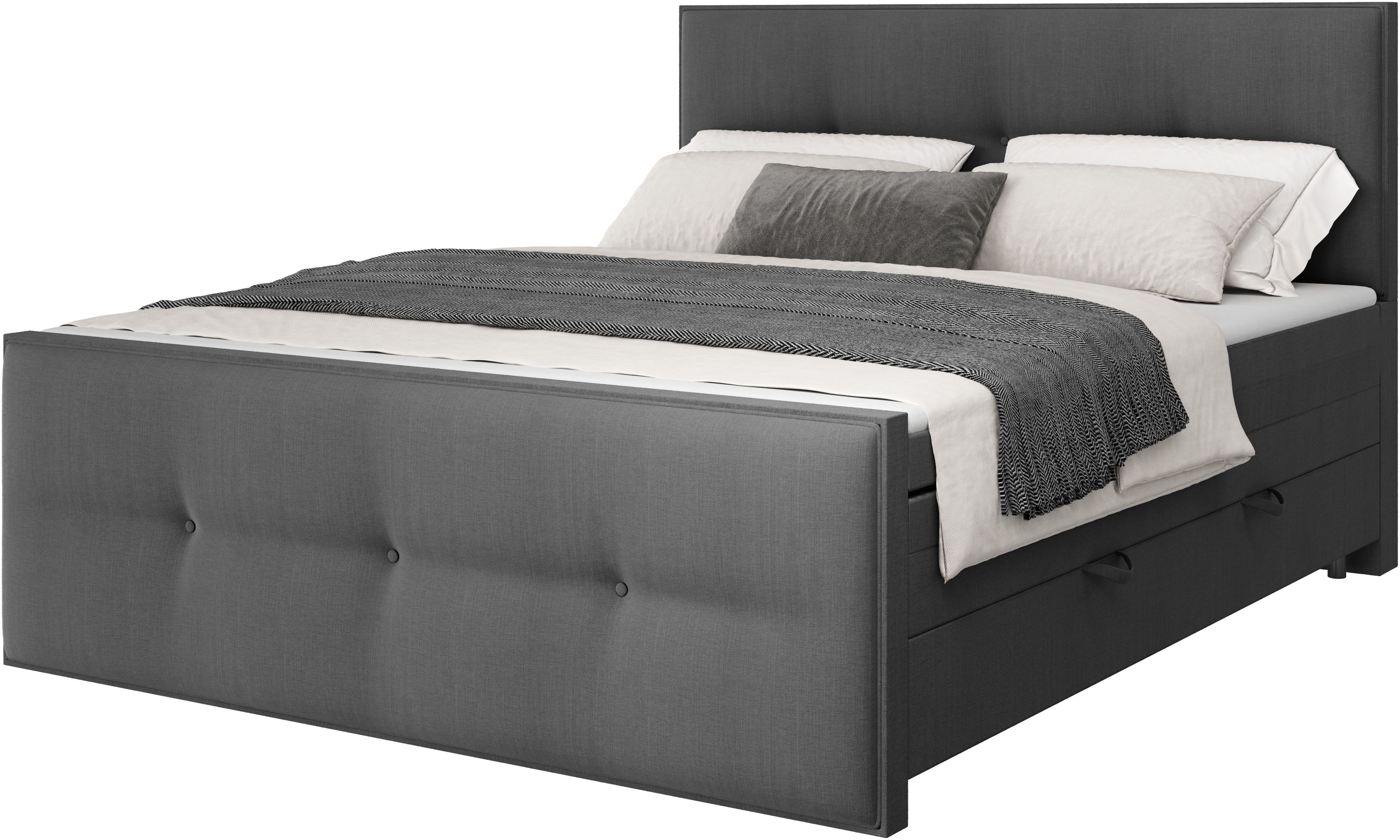 FORTE Boxspringbett Eve inkl. zwei Bettkästen und Kaltschaum Topper, und einer 7-Zonen-Tonnentaschen-Federkernmatratze (H3)