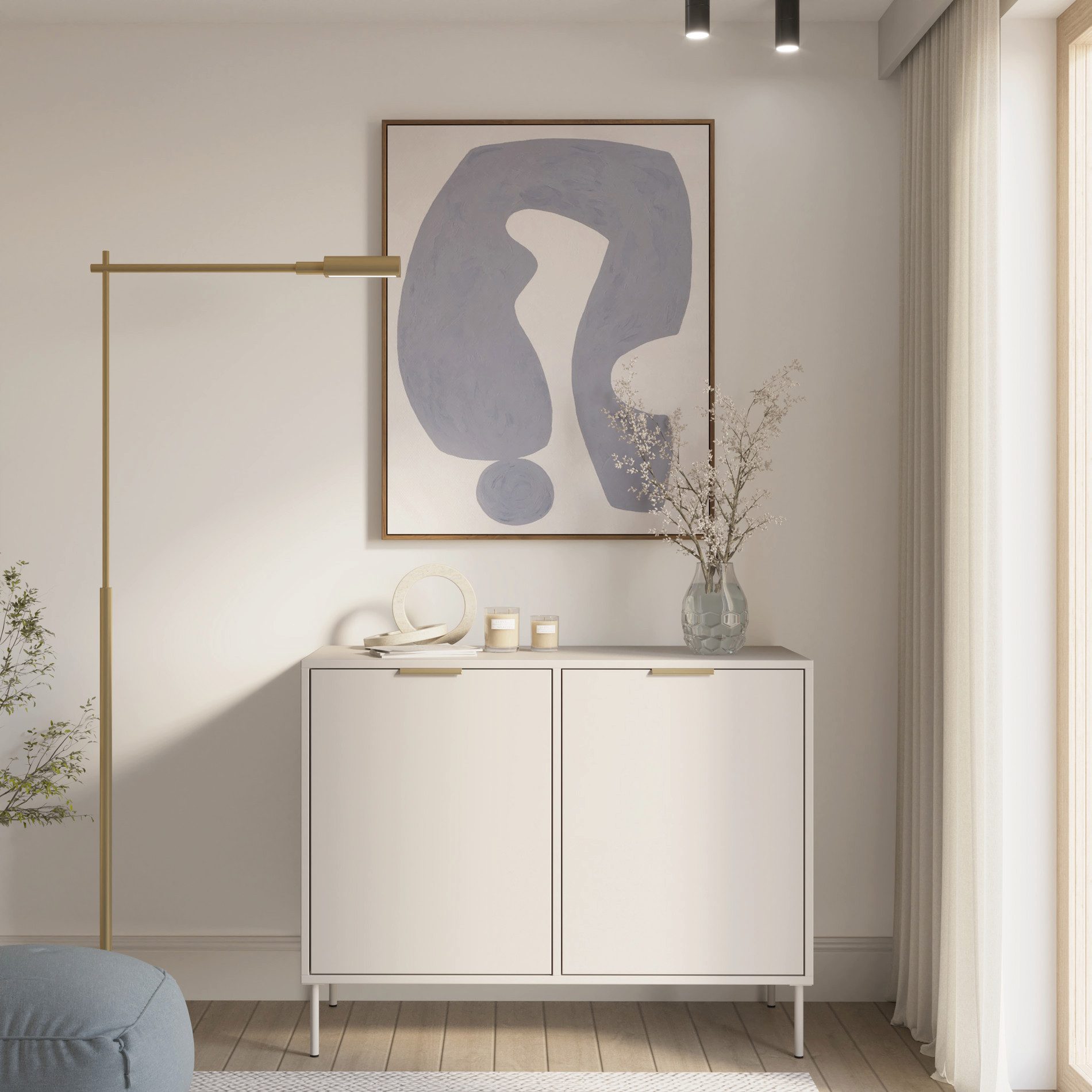 Selsey Sideboard VENA, Sideboard in Kaschmir mit goldenen Griffen, 3 Türen