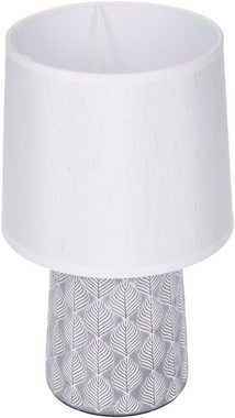 BRUBAKER Tischleuchte Nachttischlampe mit Blatt Ornamenten, Tischlampe, Ohne Leuchtmittel, Keramikfuß, modern