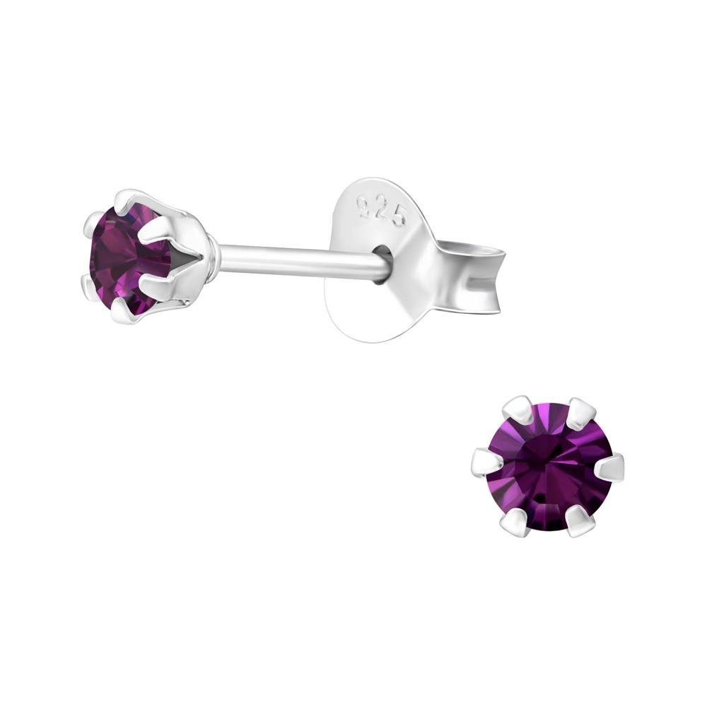 Ohrring-Set Ohrstecker LA CRYSTALE mit europäischen Kristallen 3mm aus 925 Silber