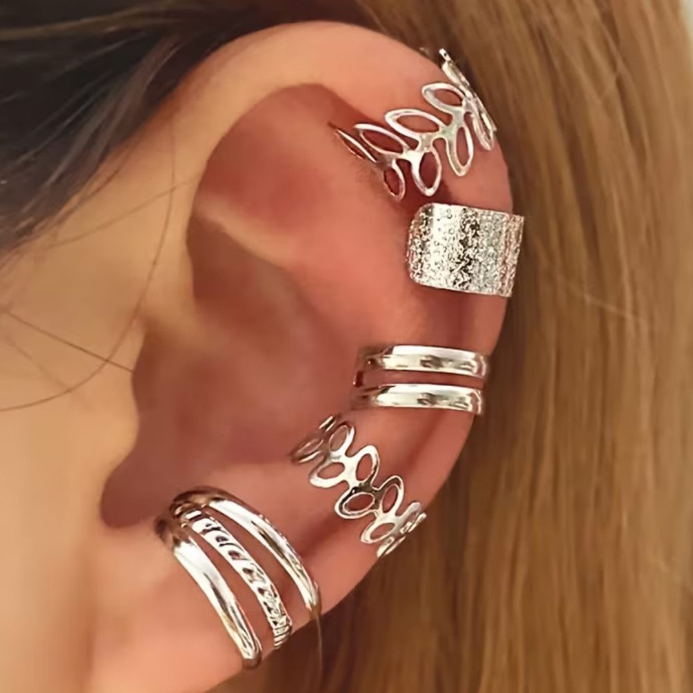 XCOAST Ohrring-Set 11-teiliges Ohr-Cuffs Set Silber – Clip-Ohrringe ohne Piercing