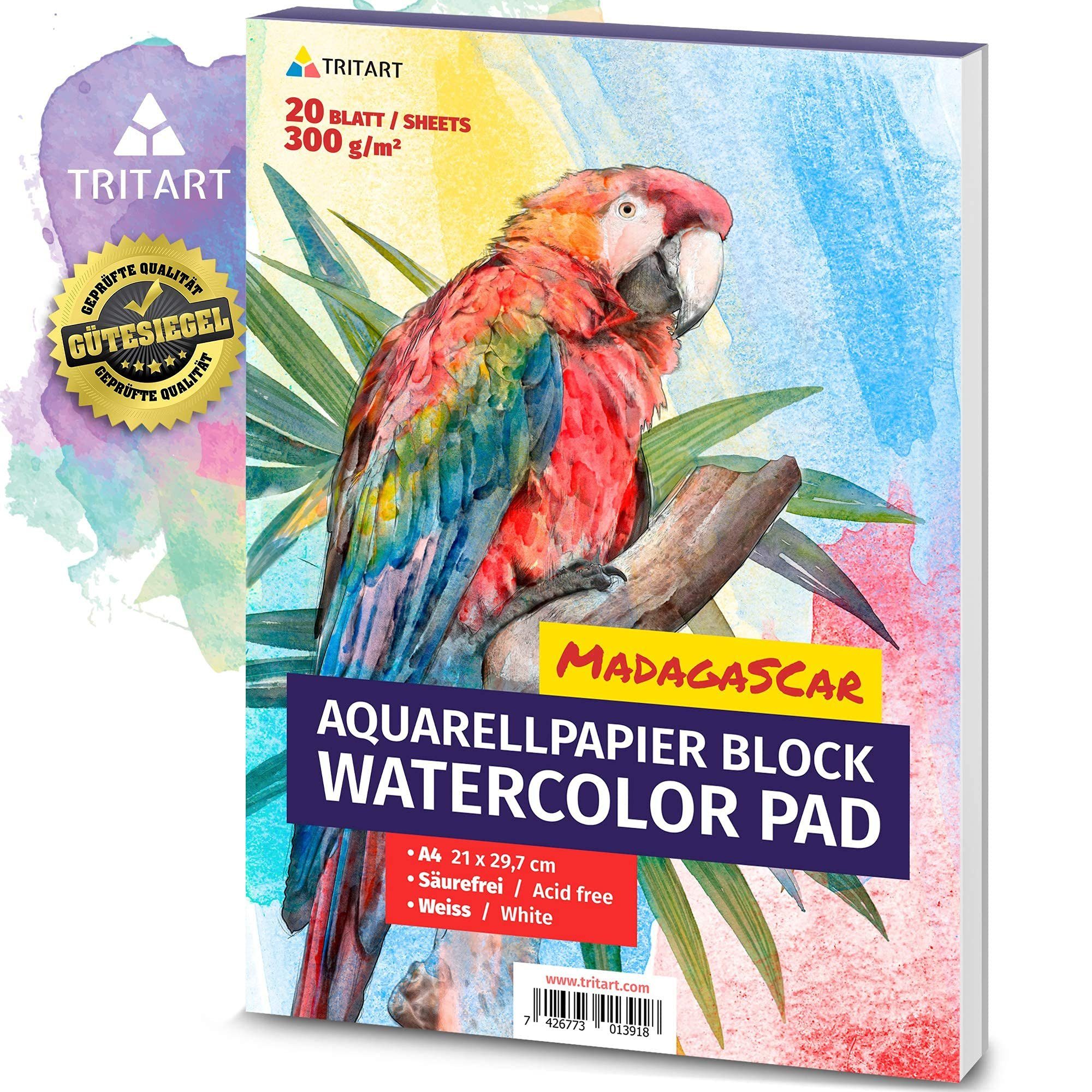 Paper Blätter, - Watercolor Weiß, Aquarellpapier Tritart Sheets, 20 300g 20 Aquarellpapier White A4 A4 300g -