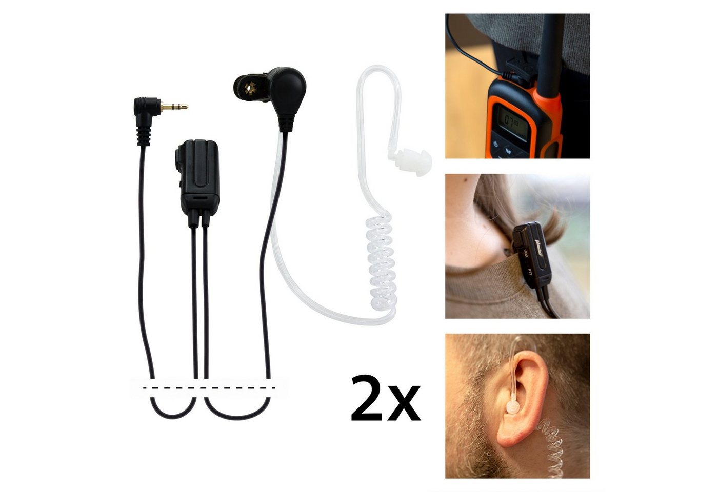 Alecto Walkie Talkie FRH-10 DUO, (2-St., Luftschlauch Headset Walkie Talkie, 2er-Pack)