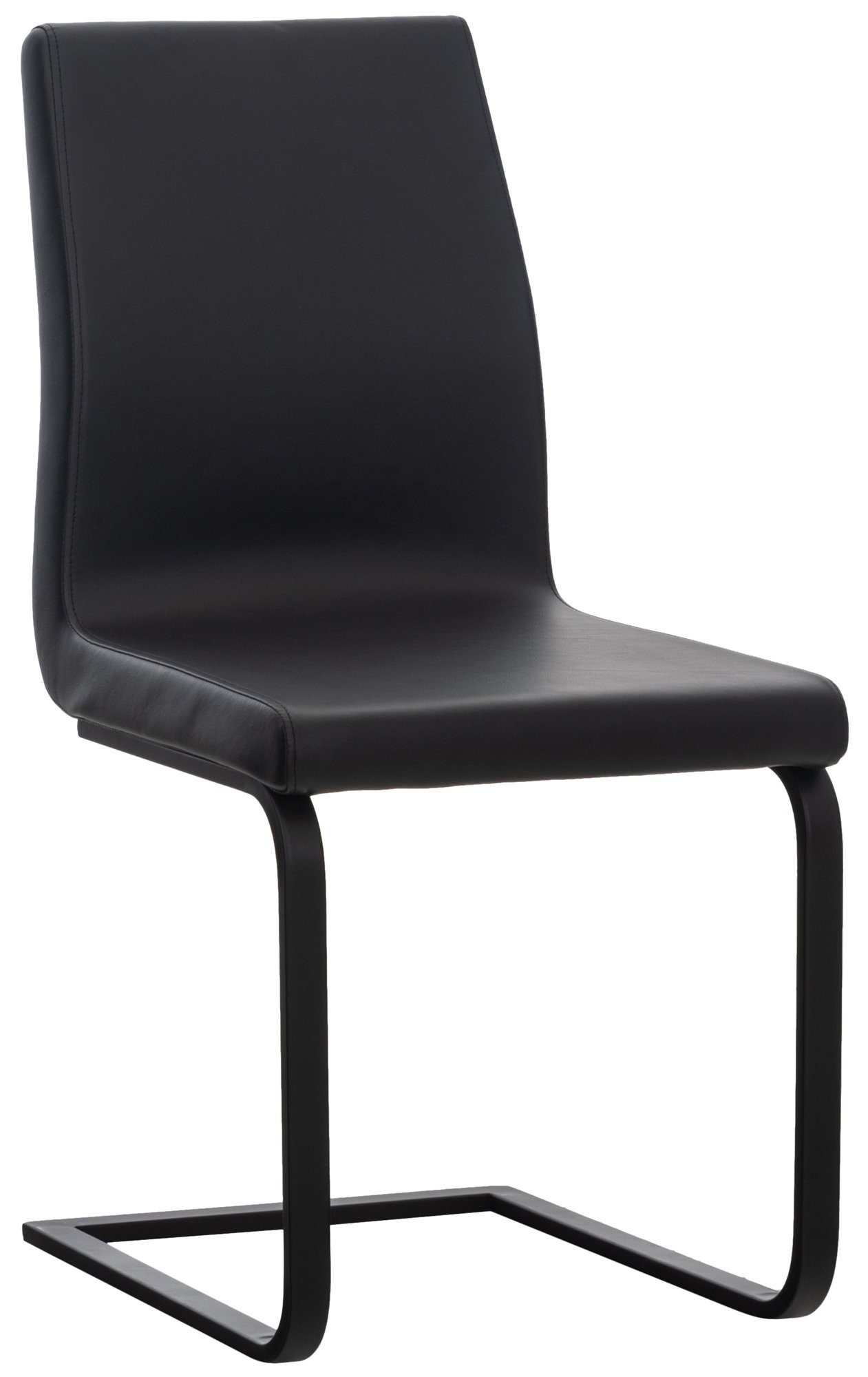 TPFLiving Esszimmerstuhl Bellle mit hochwertig gepolsterter Sitzfläche - Konferenzstuhl (Küchenstuhl - Wohnzimmerstuhl - Freischwinger), Gestell: Metall matt schwarz - Sitzfläche: Kunstleder schwarz