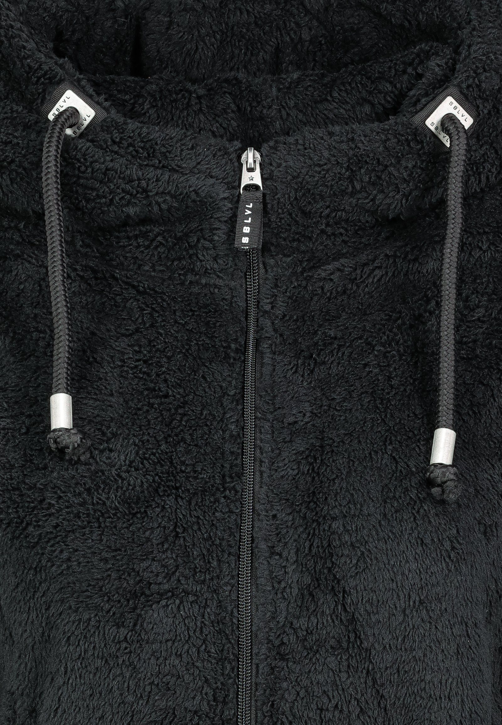 SUBLEVEL Fleecejacke Kuschelfleece Jacke Kapuze mit black