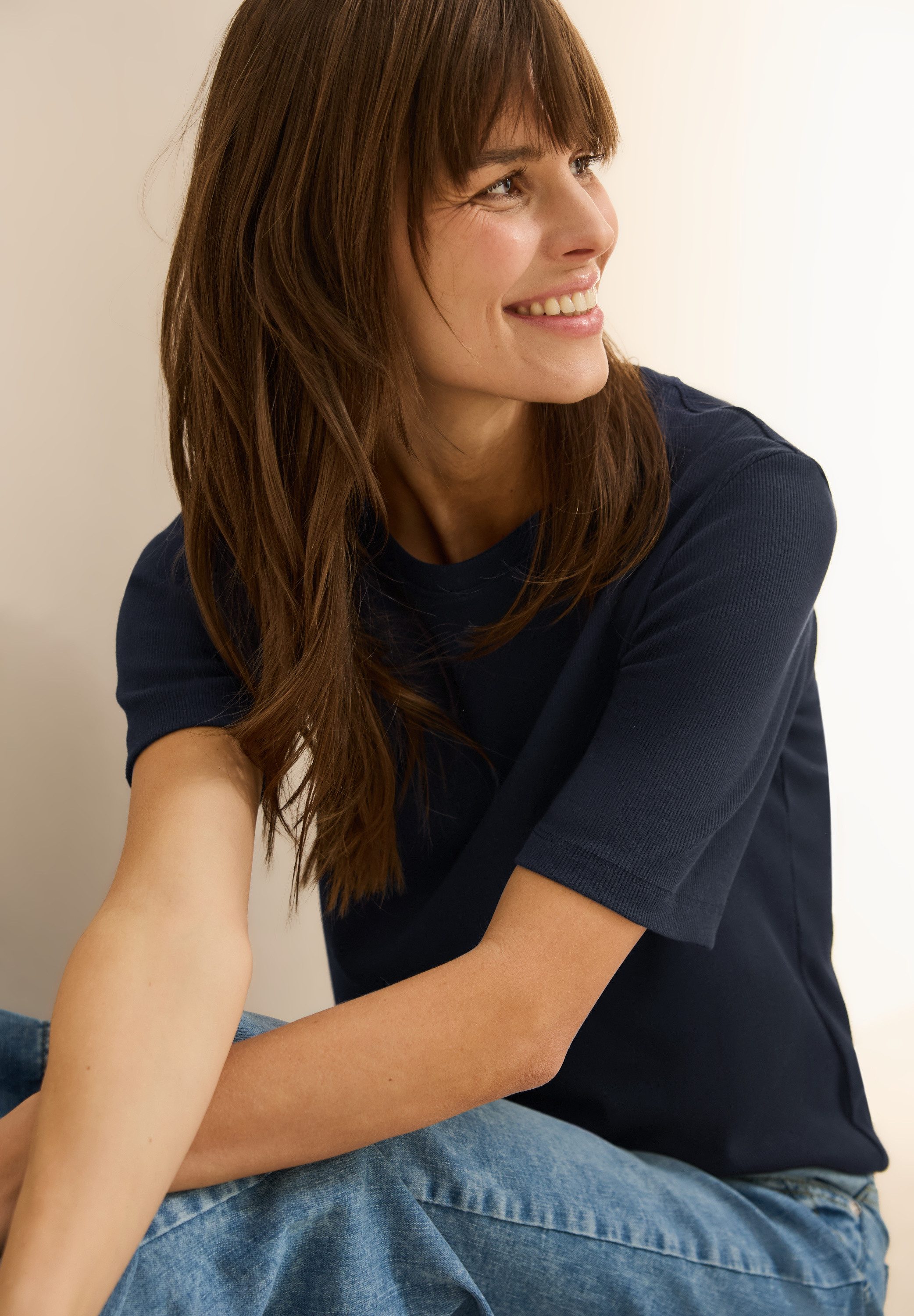 CECIL T-Shirt mit feiner Ripp Struktur günstig online kaufen