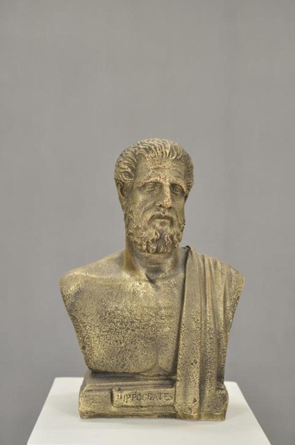 Dekoration Skulptur JVmoebel Büste Figuren Statue Design Skulptur Hippokrates Gold