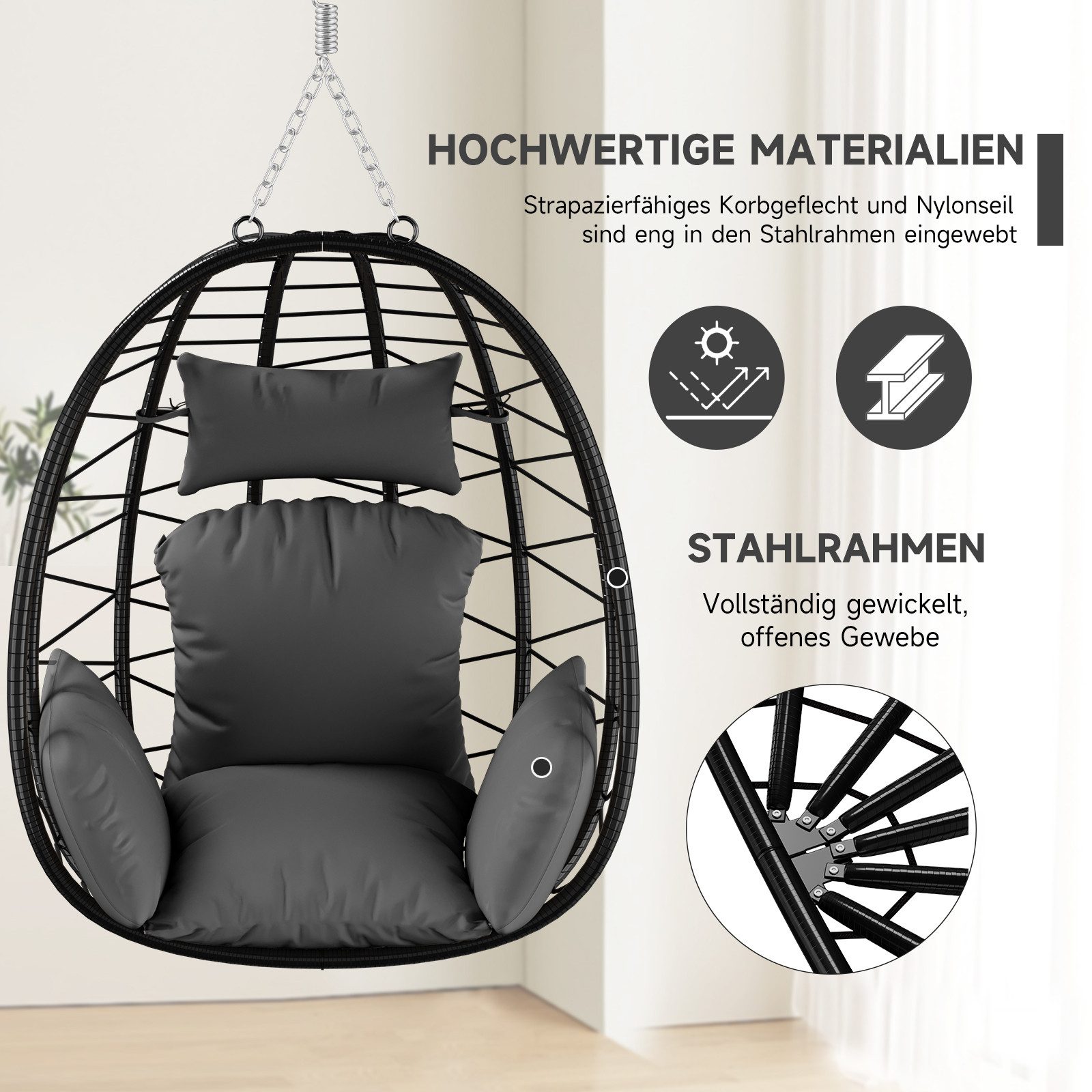 HOMELUX Hängesessel Hängematte mit Gestell, Hängeschaukel, Hängestuhl mit K günstig online kaufen