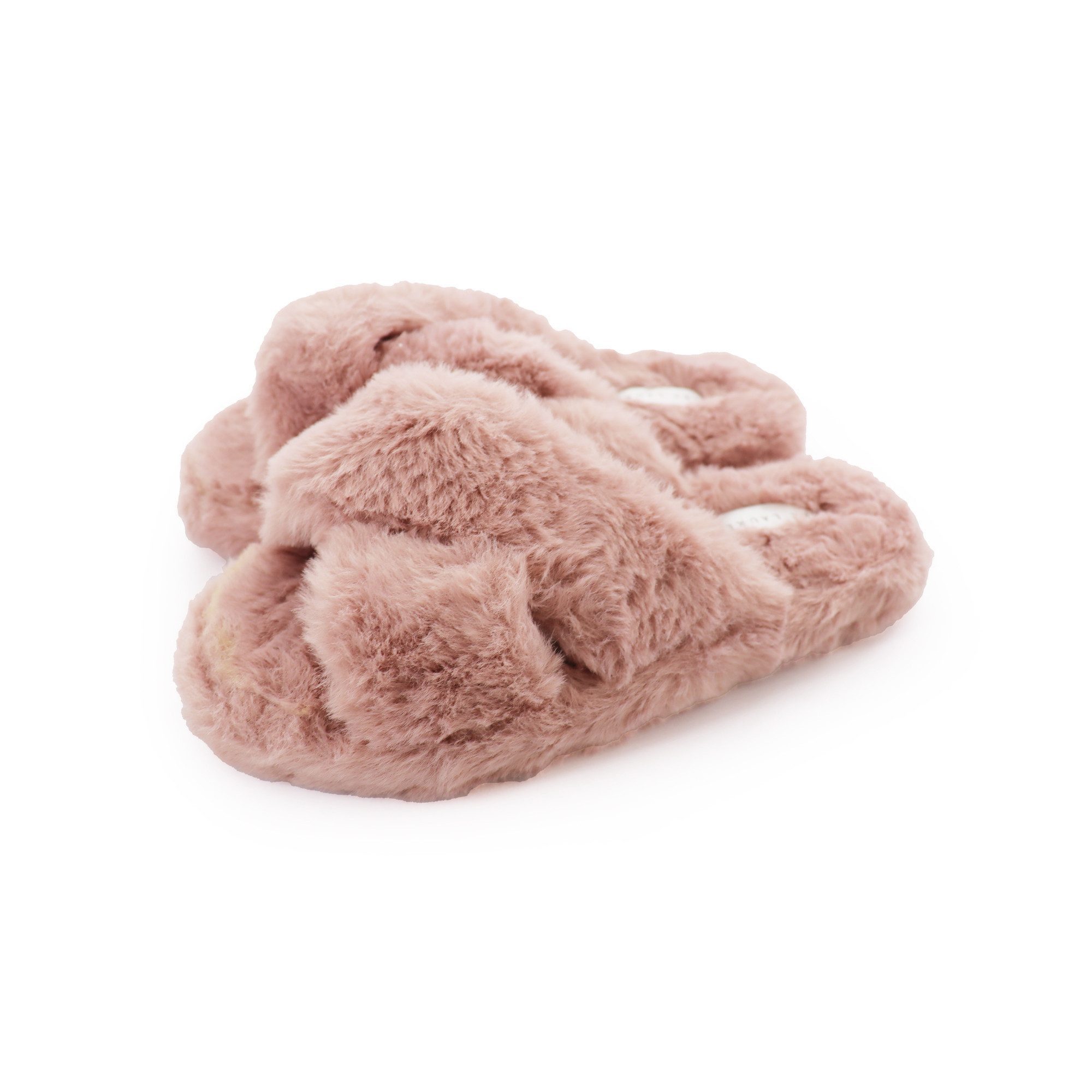 Lara Laurén stylische Slipper aus Webpelz Plüsch Hausschuhe rutschfeste Pantoletten