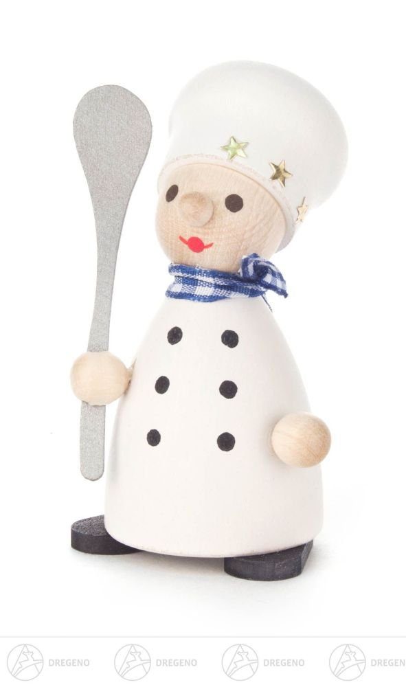 Dregeno Erzgebirge Weihnachtsfigur Miniatur Koch Höhe ca 8 cm NEU, mit Kochlöffel und Kochmütze
