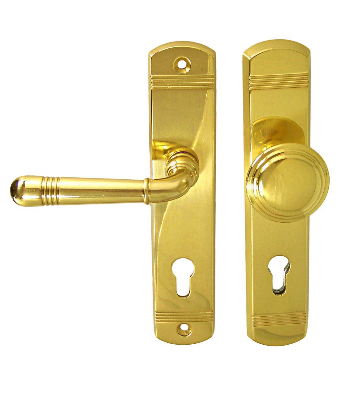 Häusler Onlinehandel GmbH Türbeschlag Schutzbeschlag Helena Prime LS Messing poliert WE 72 Kn-Dr, gehärteter Stahlplatte im Aussenschild