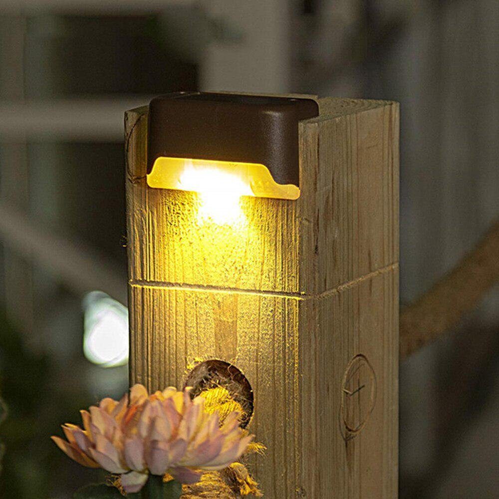 Gartenleuchte Solarleuchten warmweißes, LETGOSPT Treppenlicht Wasserdicht für integriert, außen Braun fest Solarleuchte Zaunleuchte, IP65 LED LED LED-Beleuchtung