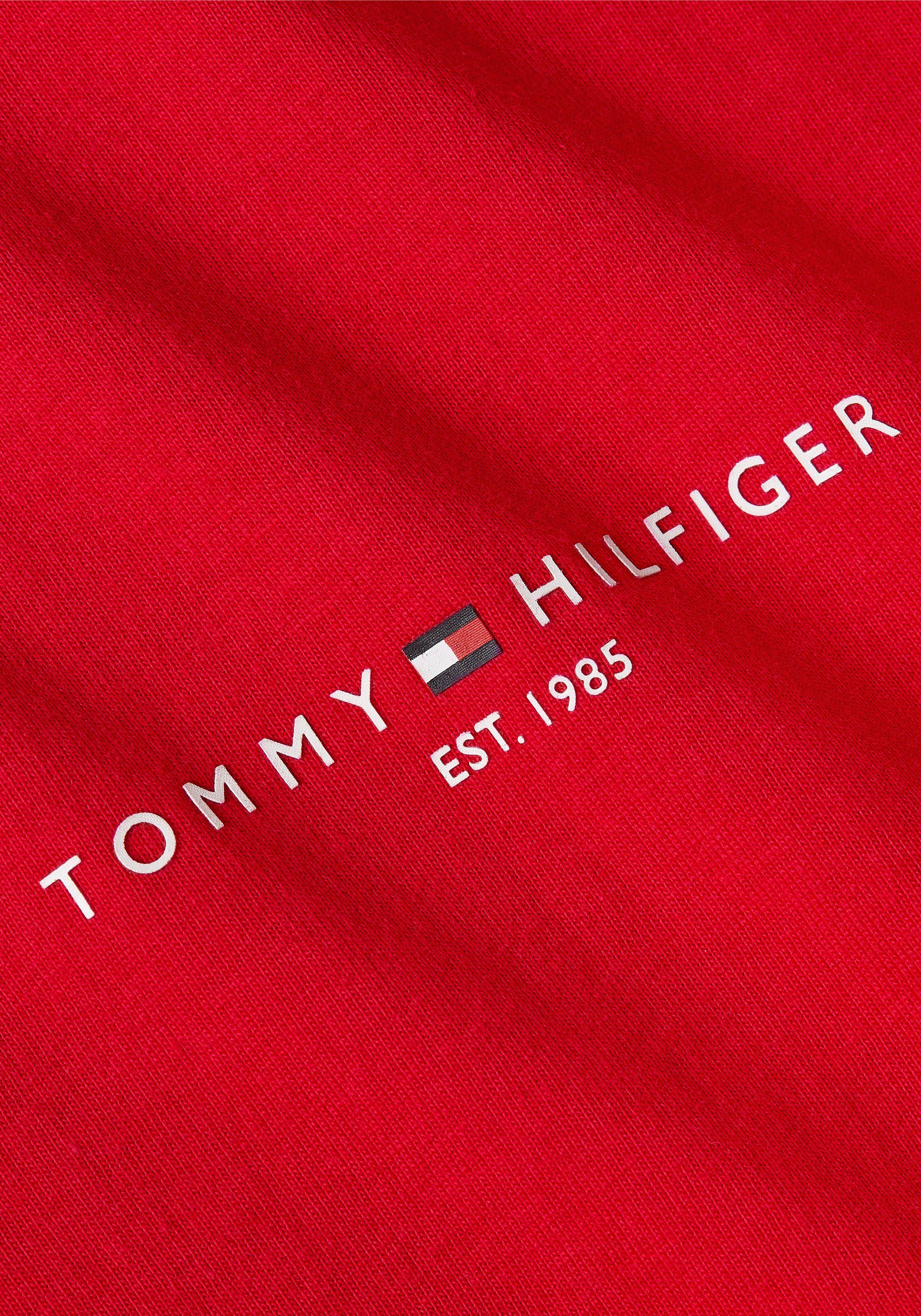 Ärmeln Rundhalsshirt Red mit GLOBAL PREP STRIPE Streifen an TEE in beiden Primary Tommy Hilfiger TH-Farben