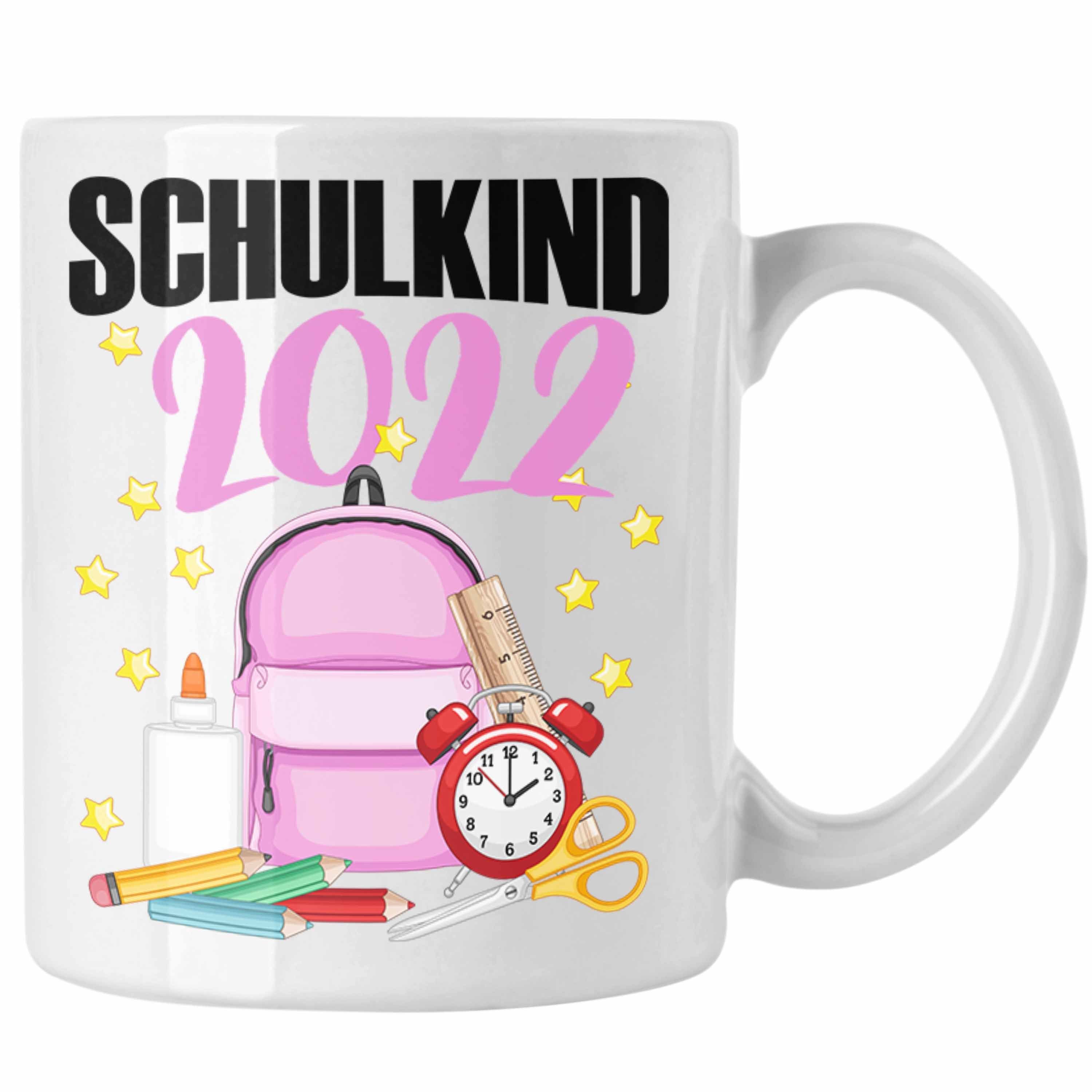 Trendation Tasse Trendation - Einschulung Mädchen Geschenk Schultüte Füllung Tasse Schulstart 1. Schultag Schuleinführung Schulanfang Geschenkidee 2022 Schulkind Weiss