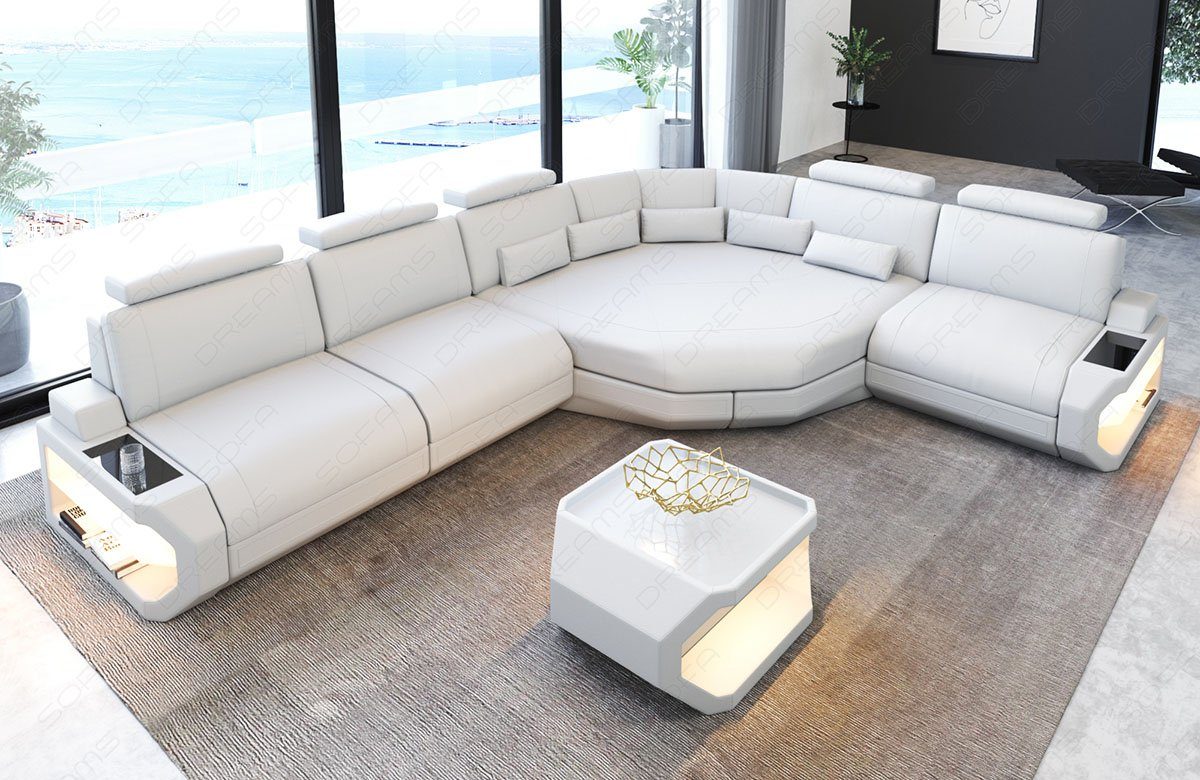 Form mit Ledersofa Ecksofa Dreams Sofa Couch, Asti, L LED, Designersofa