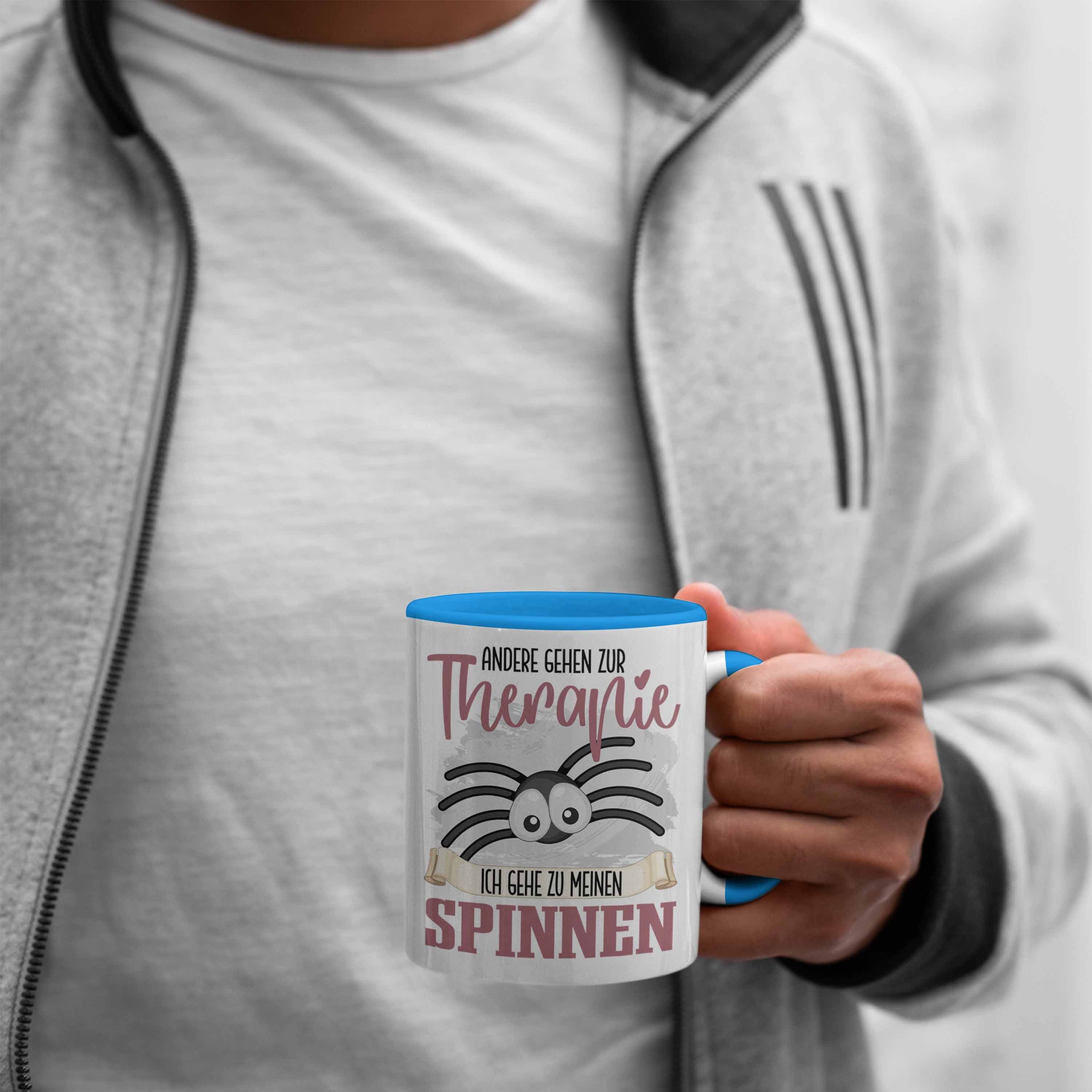 Trendation Tasse Spinnen Züchter Li Besitzer Geschenkidee Spinnen Lustiger Tasse Blau Spruch