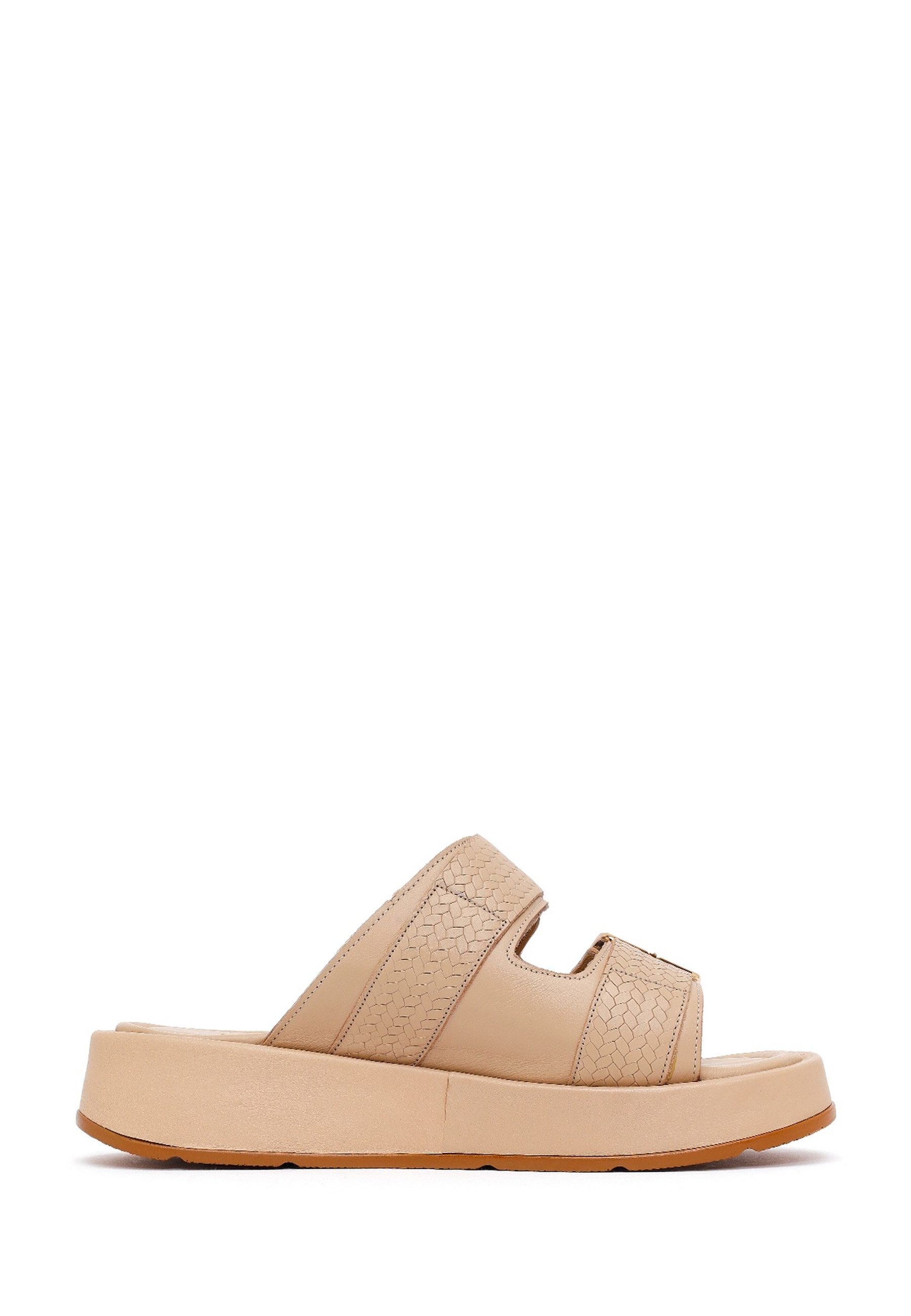 Derimod Comfort-Pantoletten aus Leder Mules Echtes Leder, Lederfutter, Verstellbare Schnallen, Plateau-Stil