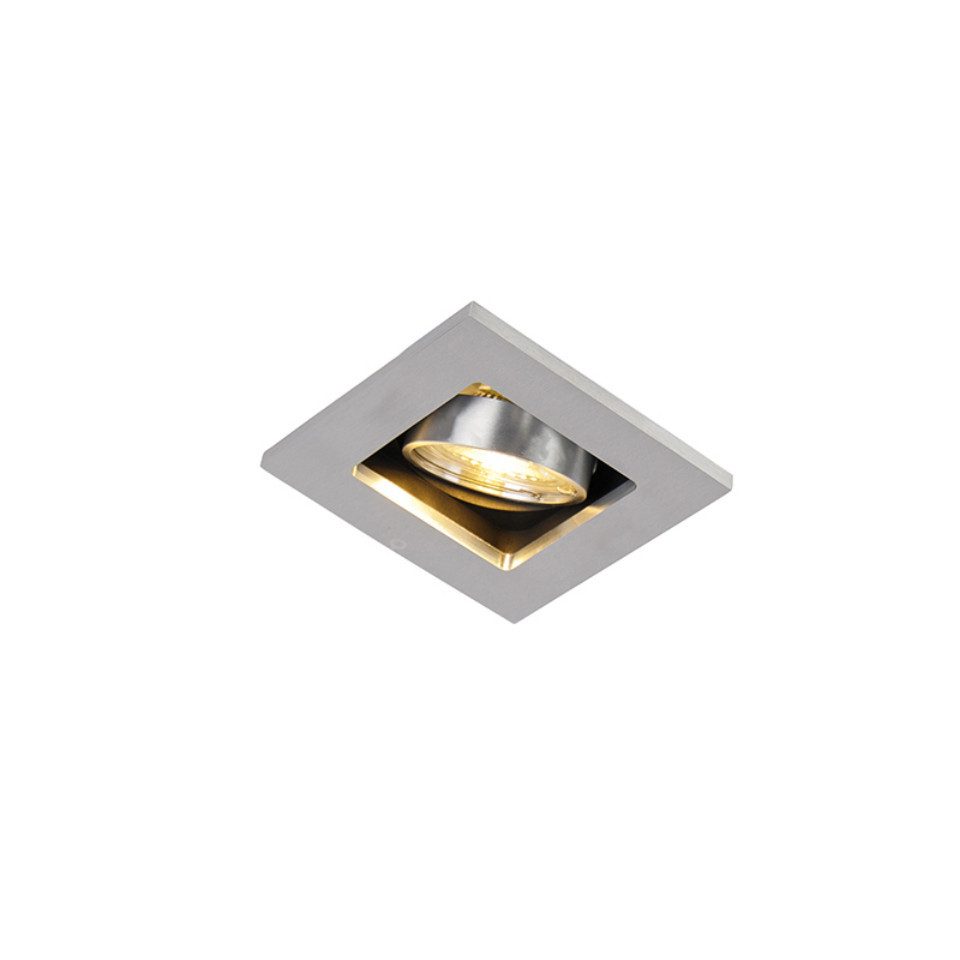 Qazqa LED Einbaustrahler Qure, LED wechselbar, GU10, Aluminium, Modern, Aluminium, 1-flammig
