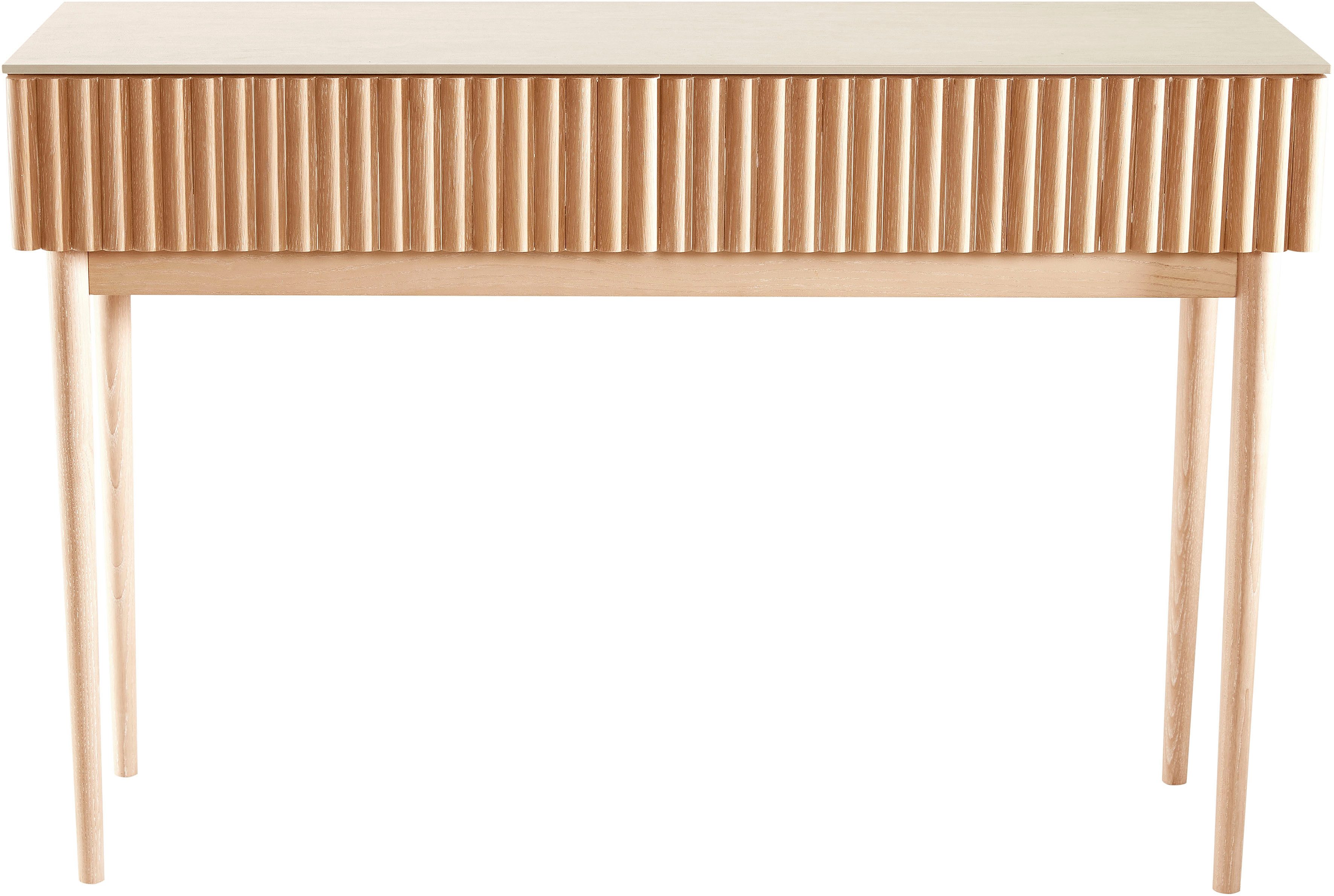 homsy by Ana Johnson Schminktisch Solva, Esche-/Eukalyptusholz, geriffelte Front, Keramikplatte, Breite 118 cm – Bild 4 von 5