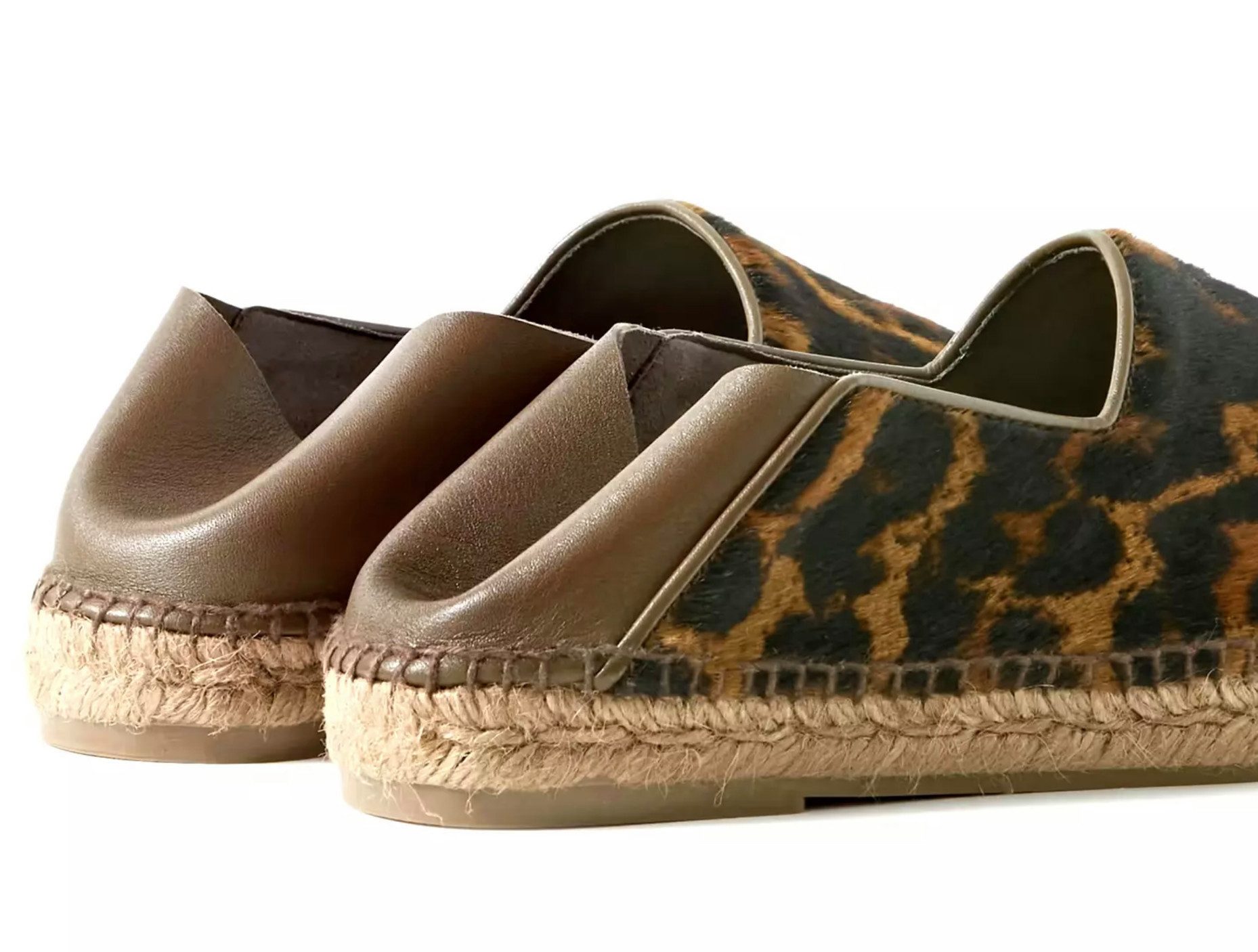 Tom Ford Barnes Leopardenmuster Schuhe aus Kuhfell Espadrille Zusammenklappbare Ferse, Wildleder, weich und atmungsaktiv
