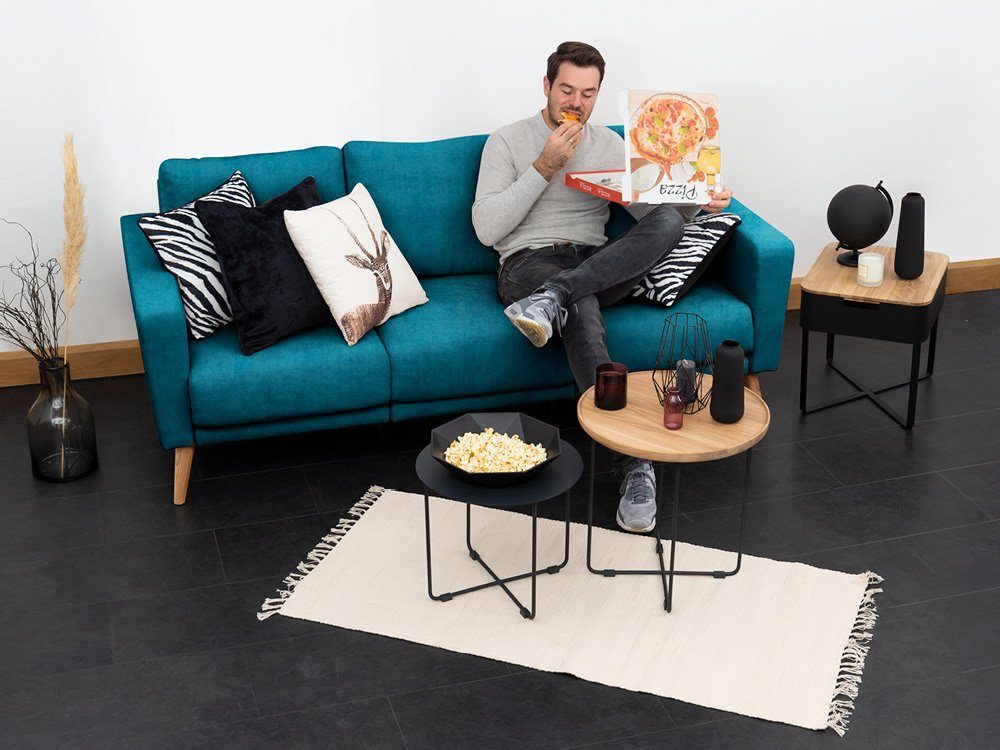 KAUTSCH.com 3-Sitzer LOTTA, L-Form, Ecksofa, abnehmbarer Longchair, zerlegbares System, modular erweiterbar, hochwertiger Kaltschaum, Wellenfederung, made in Europe petrol