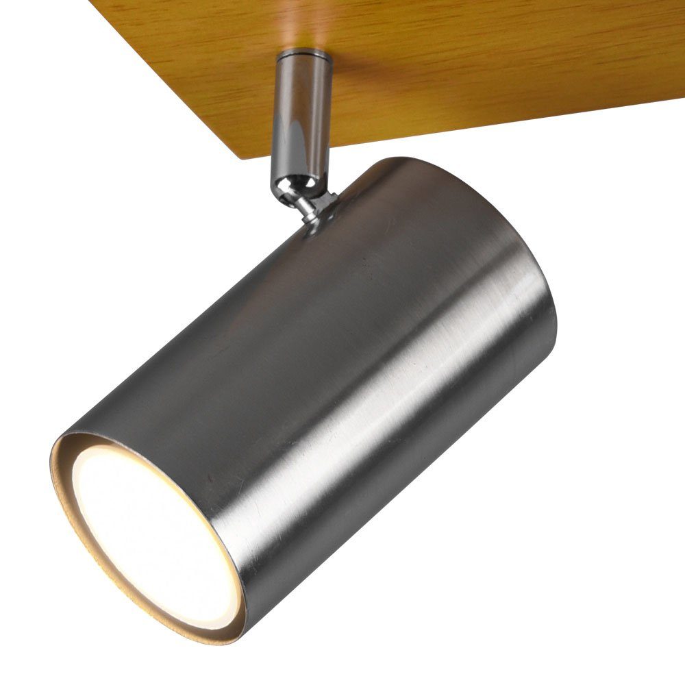 Metall 2-flammig Deckenspot, Esszimmer nicht etc-shop LED Leuchtmittel inklusive, Holz Deckenleuchte silber