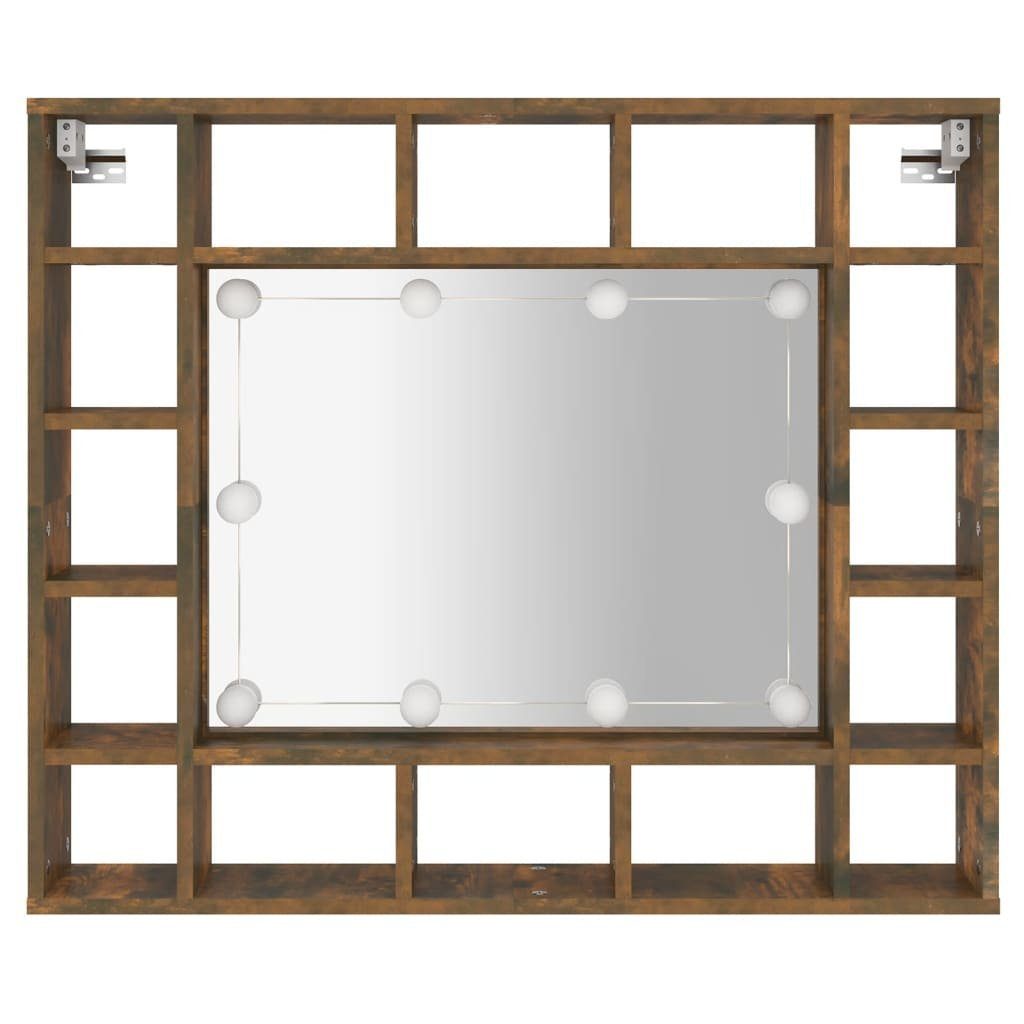 vidaXL Badezimmerspiegelschrank Räuchereiche Spiegelschrank LED cm (1-St) 91x15x76,5 mit