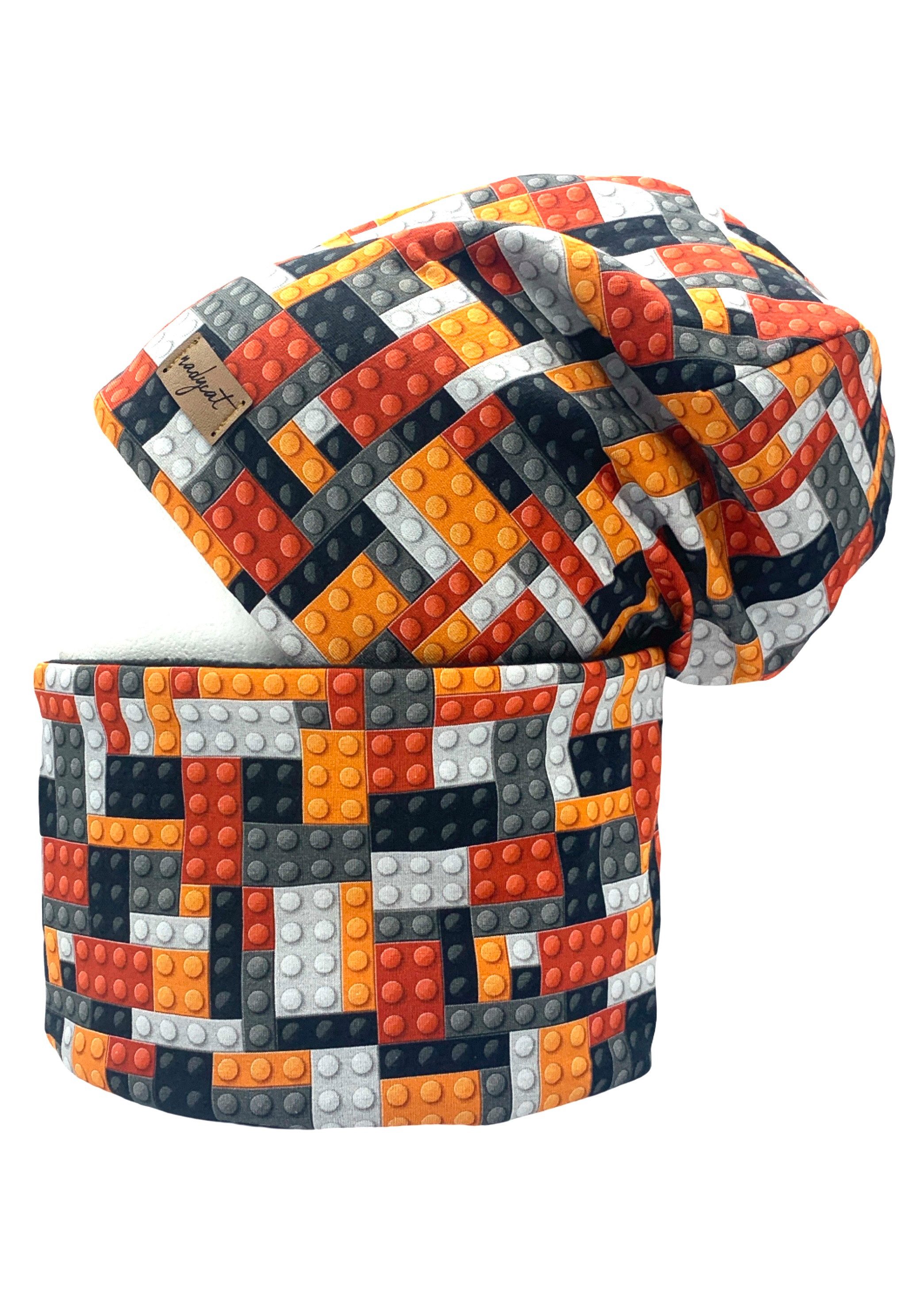 nadycat Beanie BAUSTEINE schwarz (2-St., Beanie mit passendem Loop) handgef günstig online kaufen