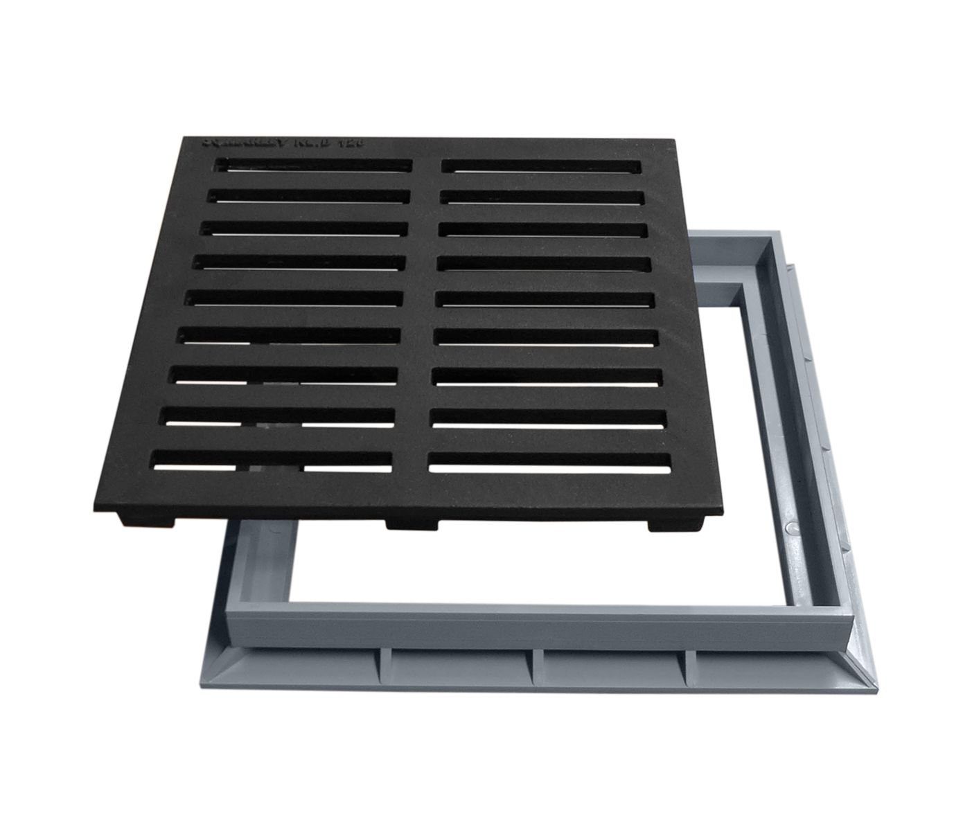 Marley Deutschland GmbH Erdschacht Gussrost mit Rahmen Nennmaß: 300x300mm, 30x30x2.5 cm, 2-St., laugen- und säurebeständig, PKW-befahrbar