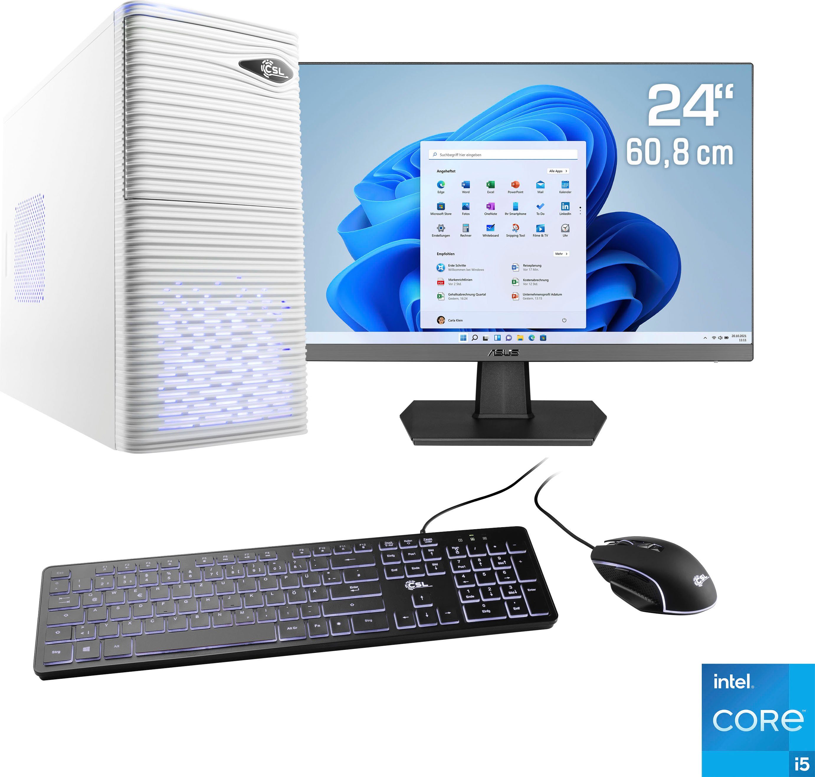 CSL Speed V25813 PC-Komplettsystem (24", Intel® Core i5 12400, Intel UHD Grafik, 8 GB RAM, 500 GB SSD)