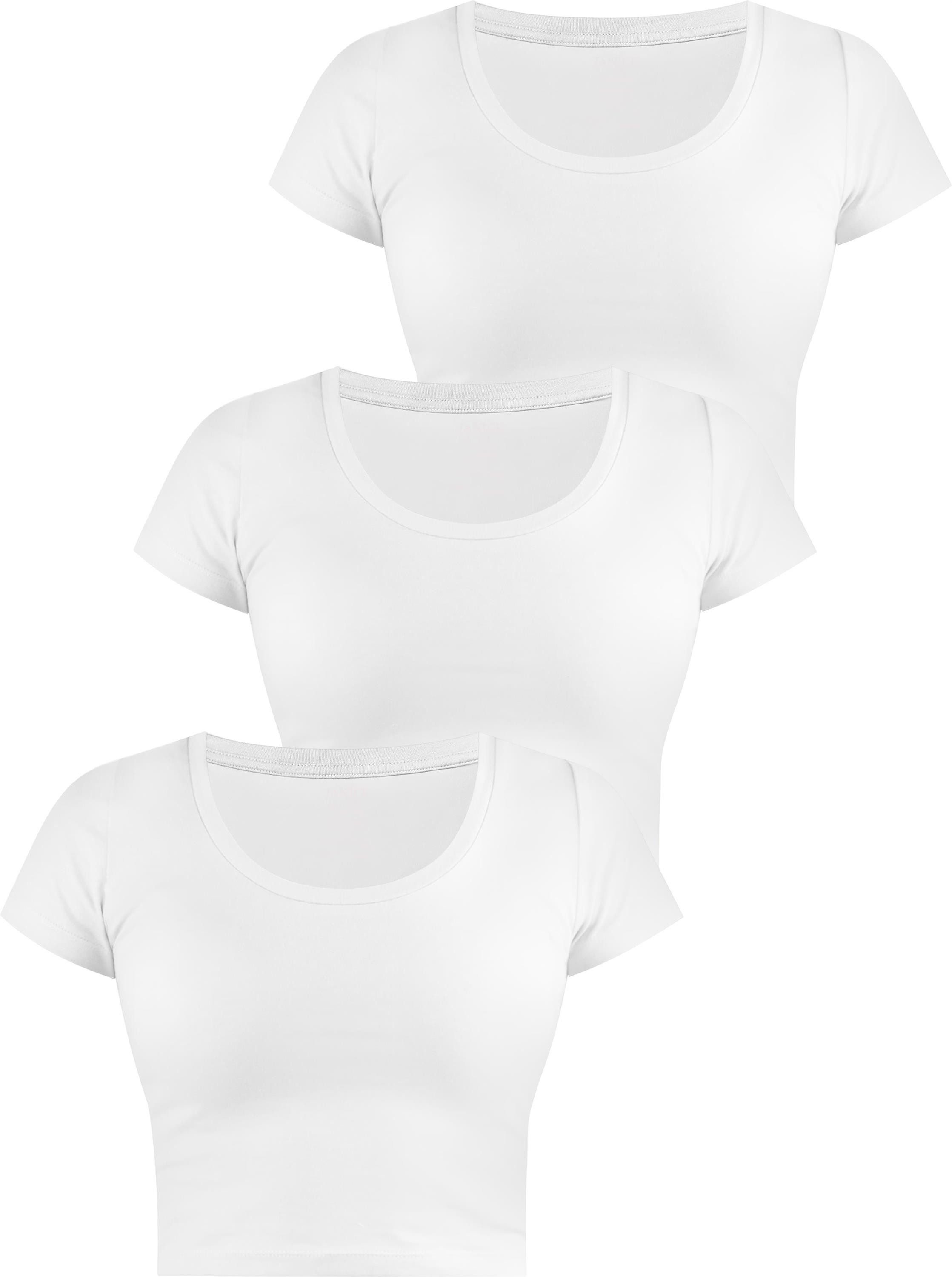 Kurzarmshirt 3 x Damen crop T-Shirt Nantes