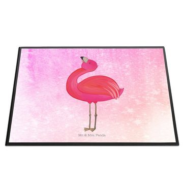 Mr. & Mrs. Panda Schreibtischunterlage Flamingo Stolz - Aquarell Pink - Geschenk, Schreibtischunterlage Groß, (1 tlg)
