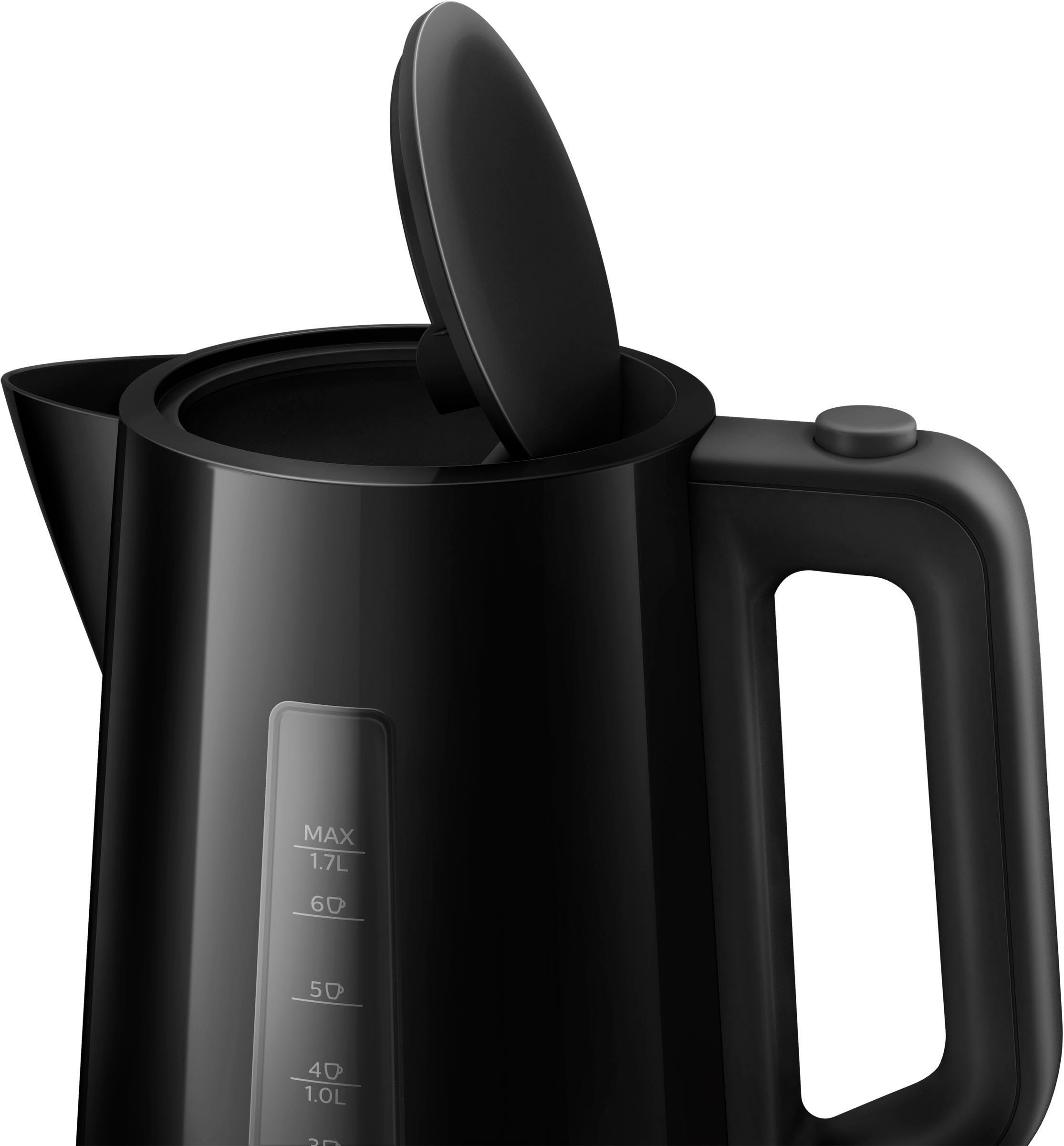 Philips Wasserkocher HD9318/20 Daily Collection, 1,7 l, 2200 W, Trockengehschutz, Schwarz – Bild 4 von 5