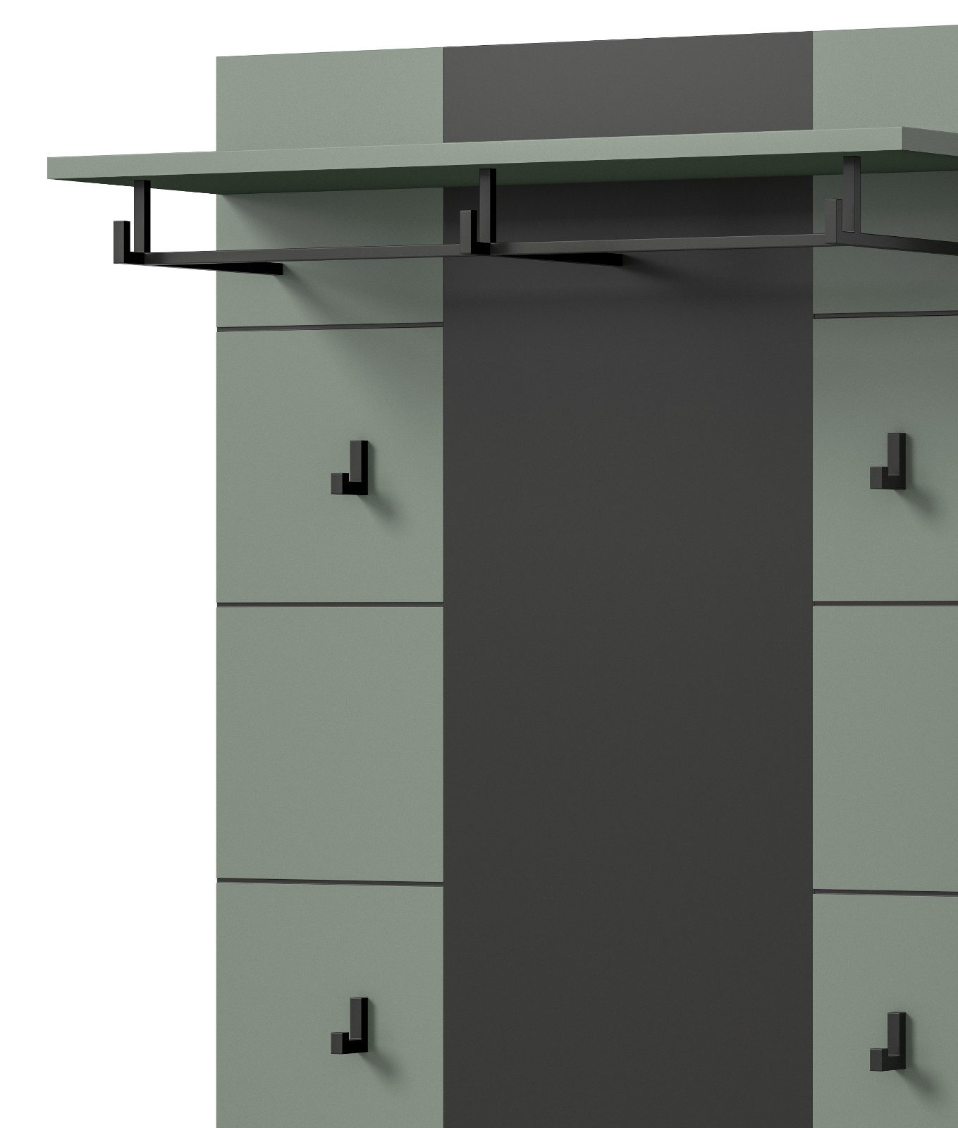 Inn.Furn Garderoben-Set Cooper, (Flurgarderobe in Salbei Grün und Basalt Grau, Set 3-teilig, ca. 160 x 190 cm), mit Soft-Close-Funktion – Bild 5 von 5