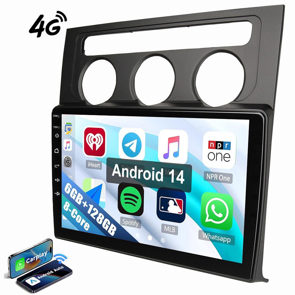 ESSGOO 6+128GB Für VW Touran 1T1 1T2 1T3 03-10 Android 14 8-Kern Autoradio (RDS, Digitalradio (DAB), FM, AM, Carplay Android Auto Navi 4G LTE WIFI 8-Kern)