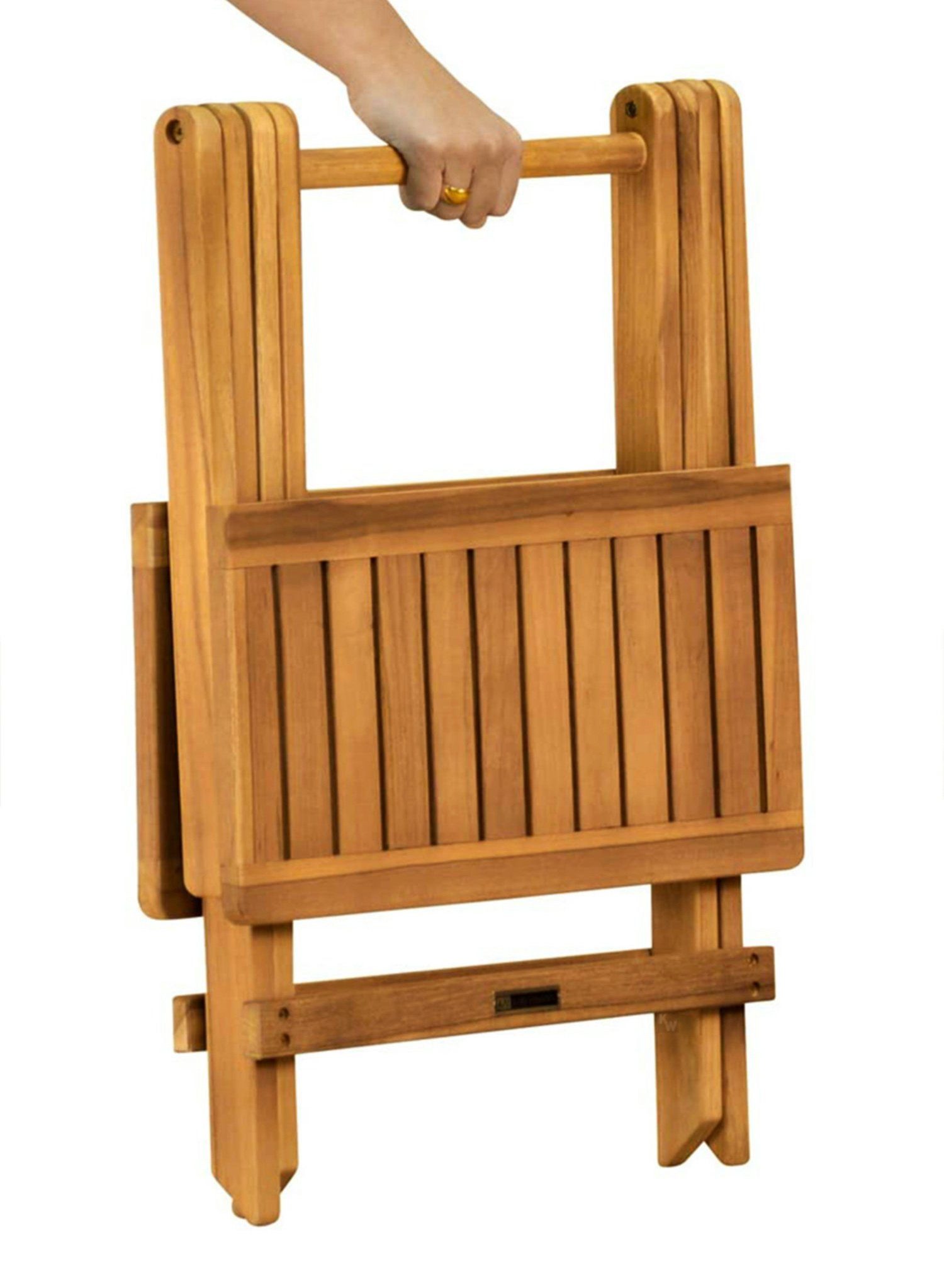 Kai Wiechmann Beistelltisch Hochwertiges Teak Tischchen 50 x 50 cm als wetterfester Ablagetisch, klappbarer und unbehandelter Balkontisch aus Teak