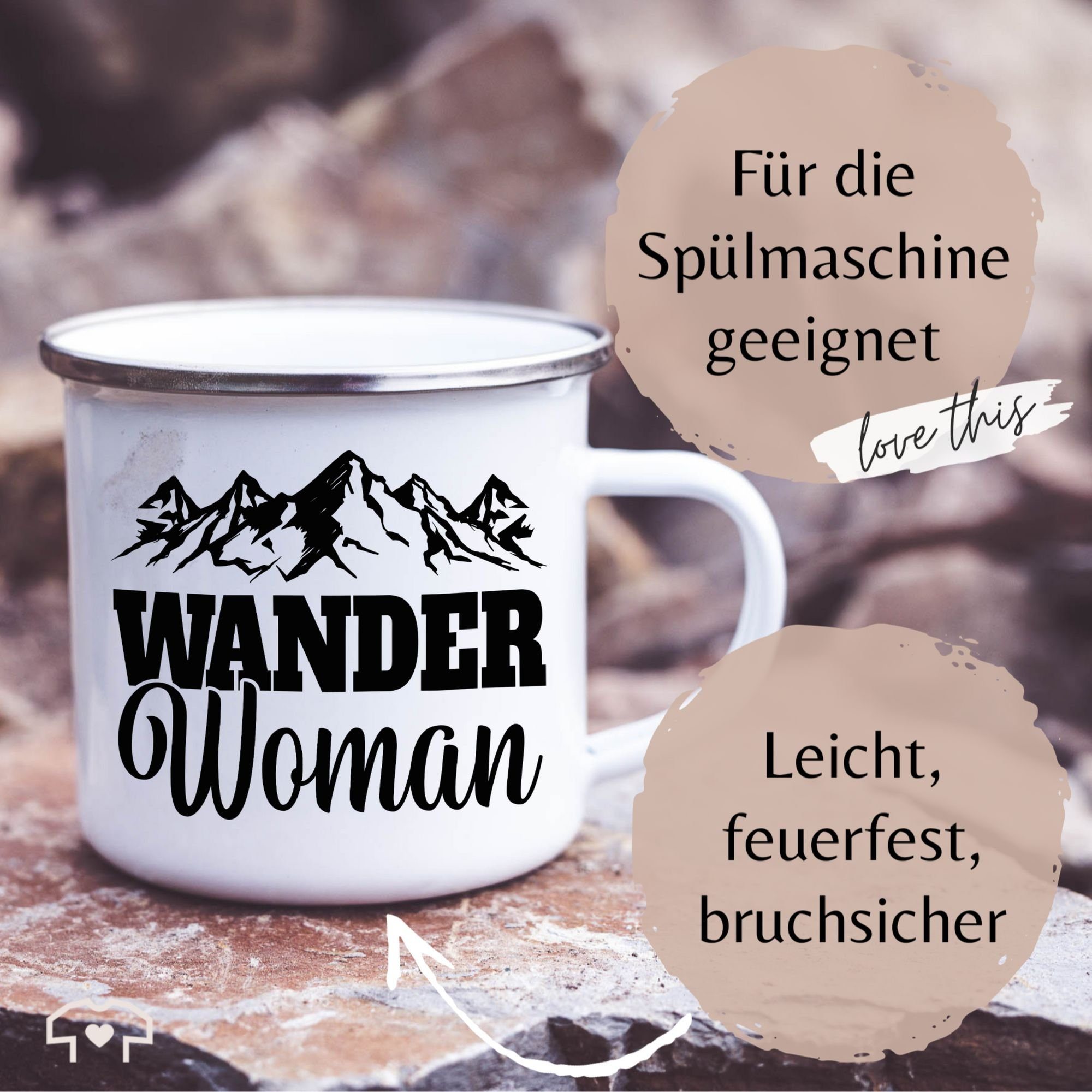 Shirtracer Tasse Silber 2 Hobby Geschenk Stahlblech, Wanderin, Weiß Kaffeetasse Geschenk Wander - Woman für